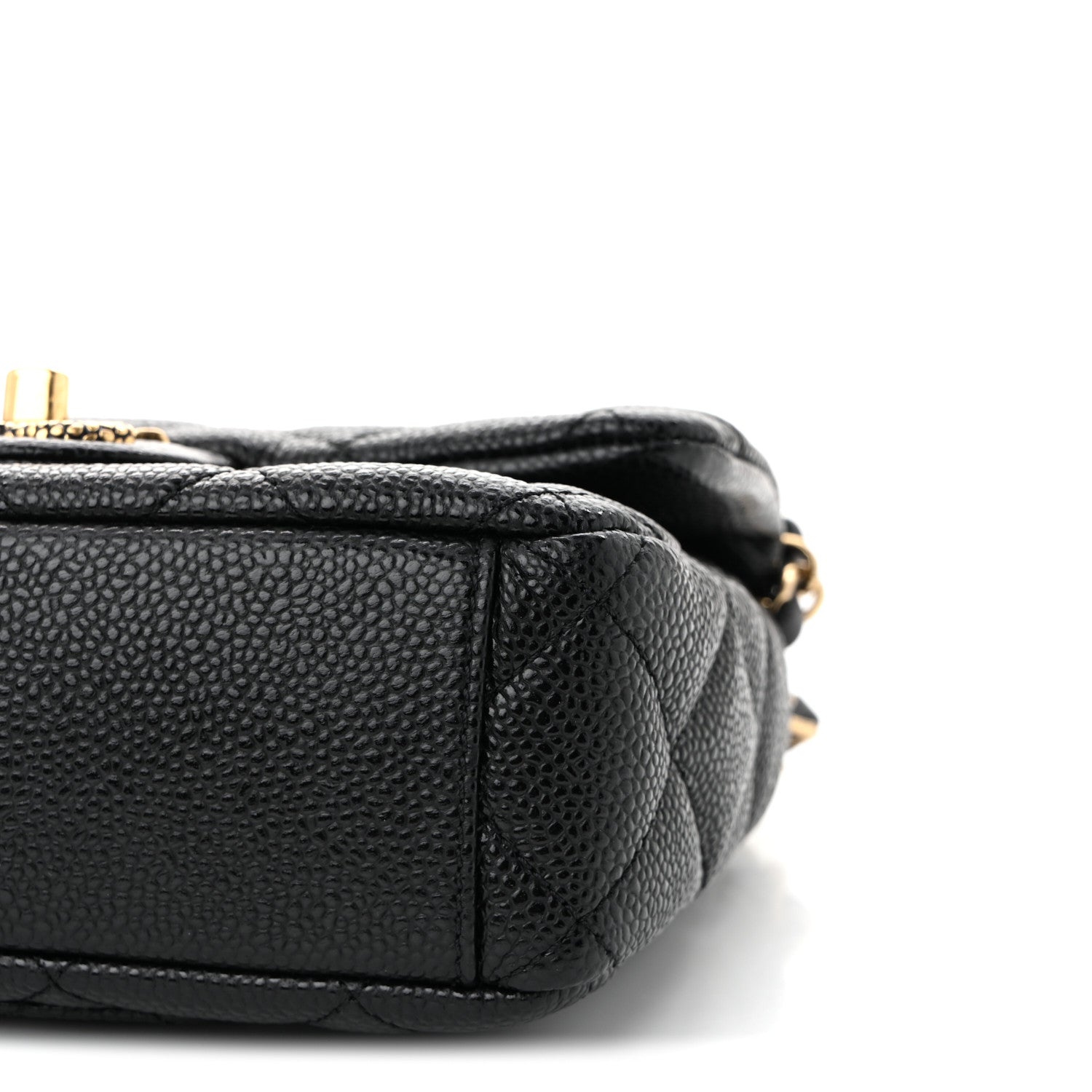 Grained Lambskin Quilted Mini Flap Black