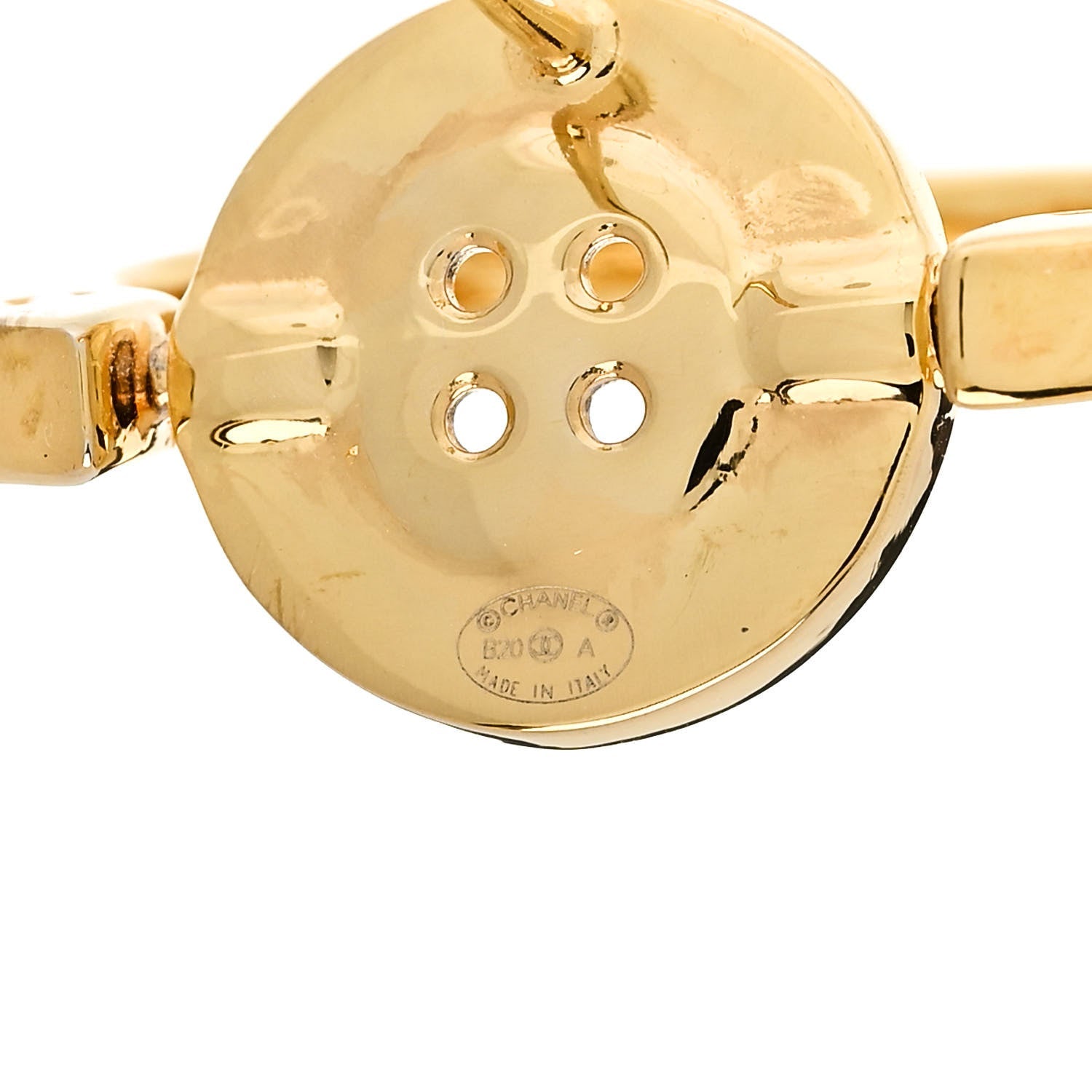 Metal Paris Button Hoop Earrings Gold