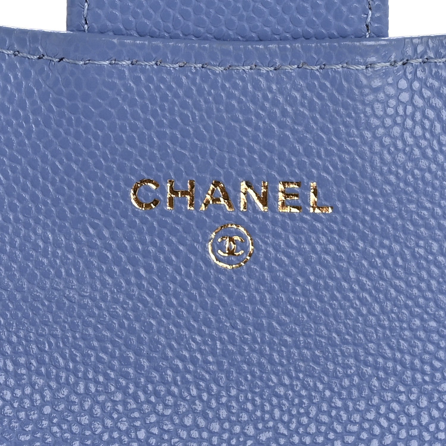 Caviar Quilted Flap Card Holder Wallet Blue