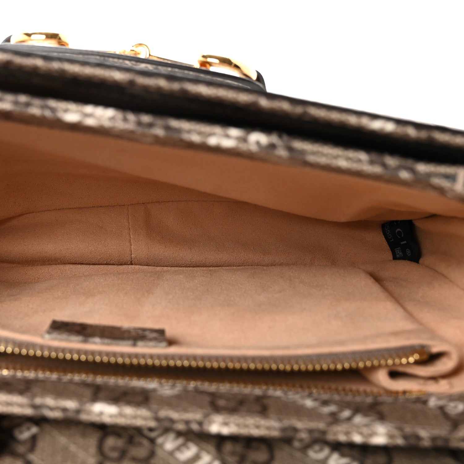 X BALENCIAGA GG Supreme Monogram Logo Print Horsebit 1955 Shoulder Bag Beige Ebony