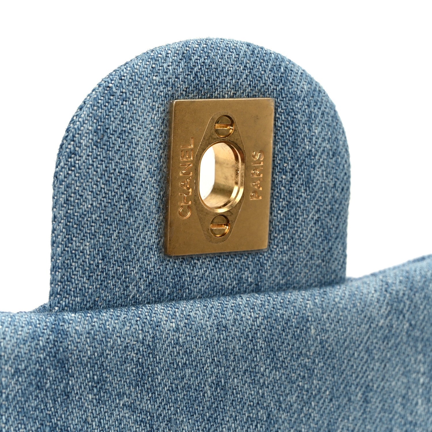Denim Quilted Mini Pearl Crush Flap Blue