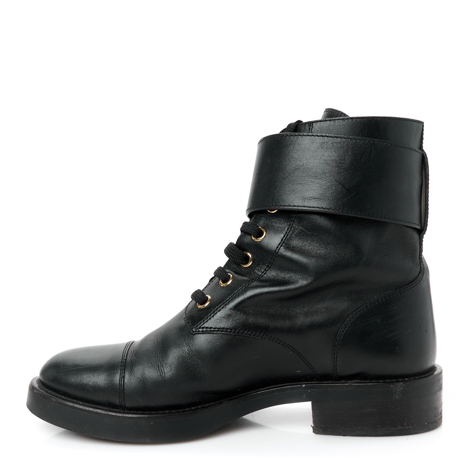 Calfskin Wonderland Flat Ranger Boots 37 Black