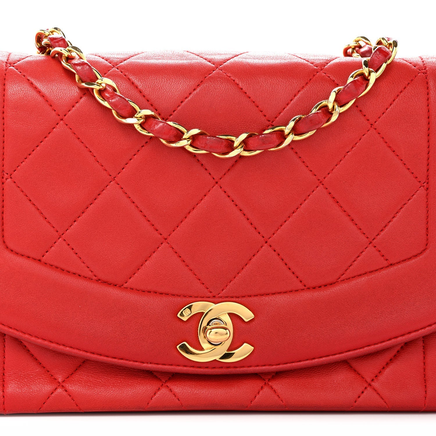 Lambskin Quilted Small Single Flap Red