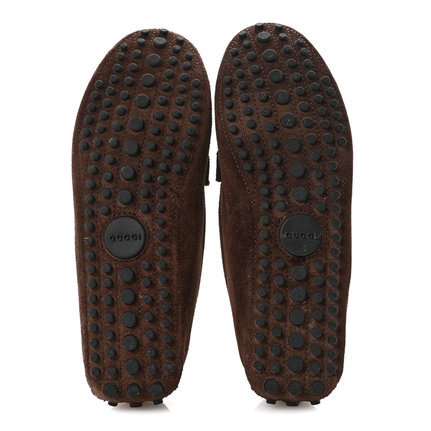 Suede GG Buckle Driver Loafers 38.5 Brown