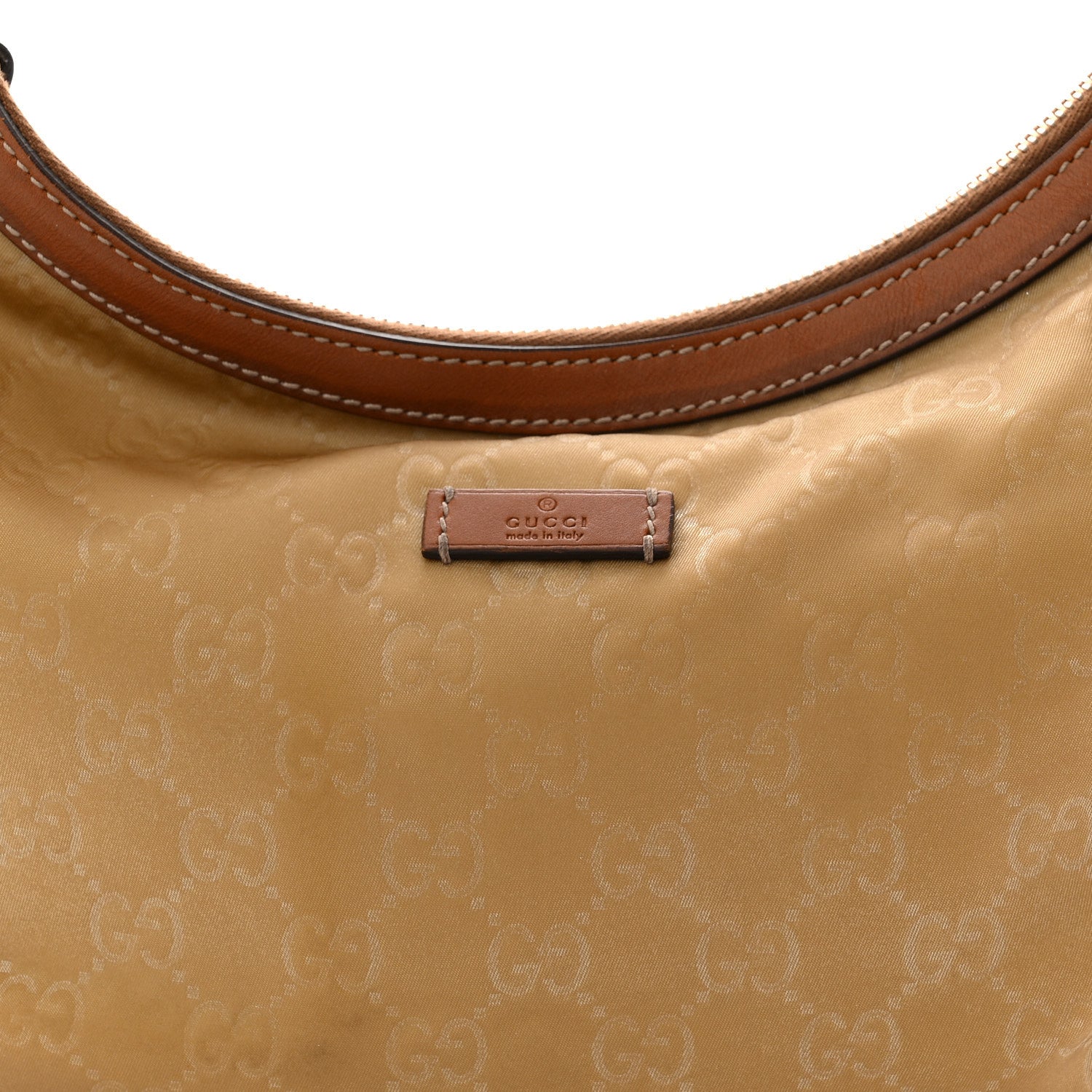 Nylon Monogram Web Medium Half Moon Hobo  Beige