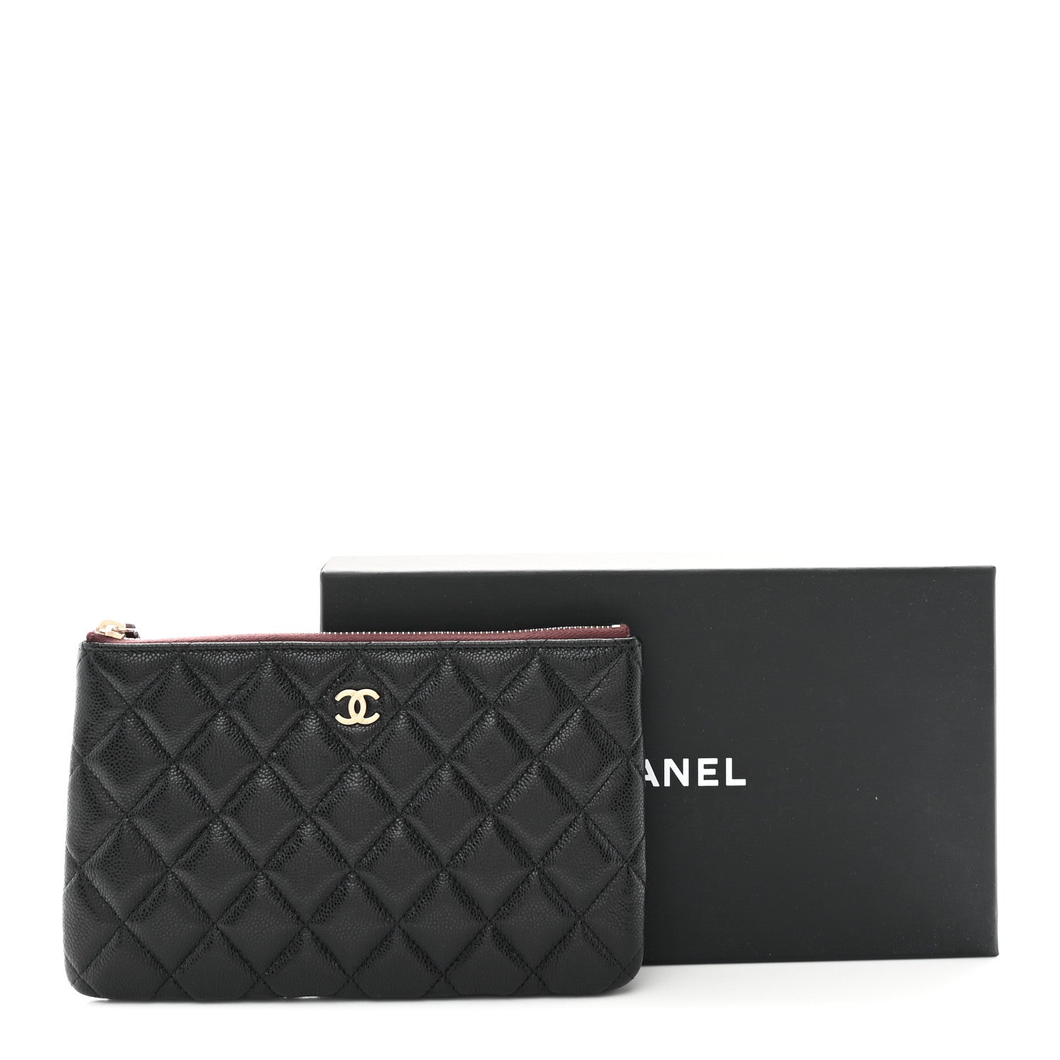 Caviar Quilted Small Zipped Pouch Black