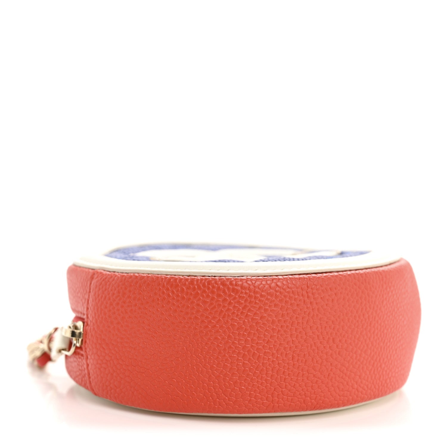 Caviar Quilted Round Filigree Crossbody Blue White Red