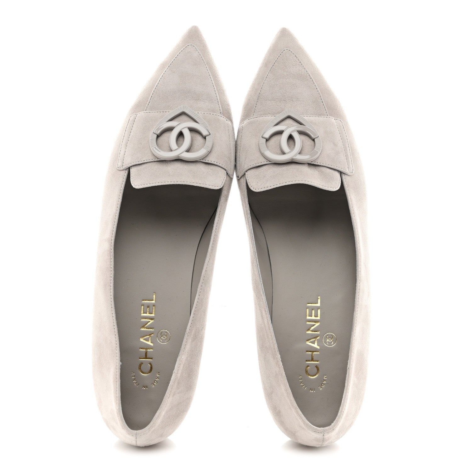 Suede Heart CC Loafers 40.5 Grey