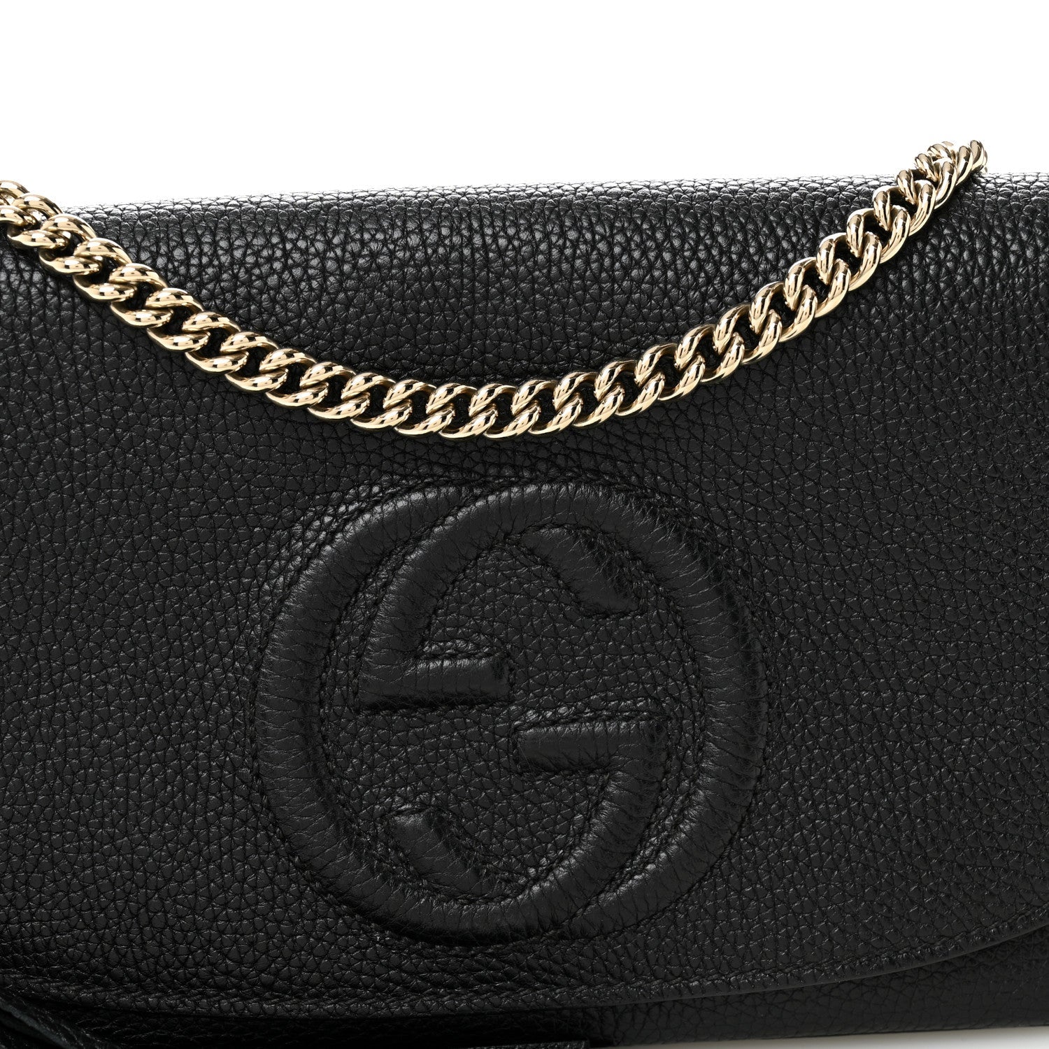 Pebbled Calfskin Medium Soho Flap Crossbody Black