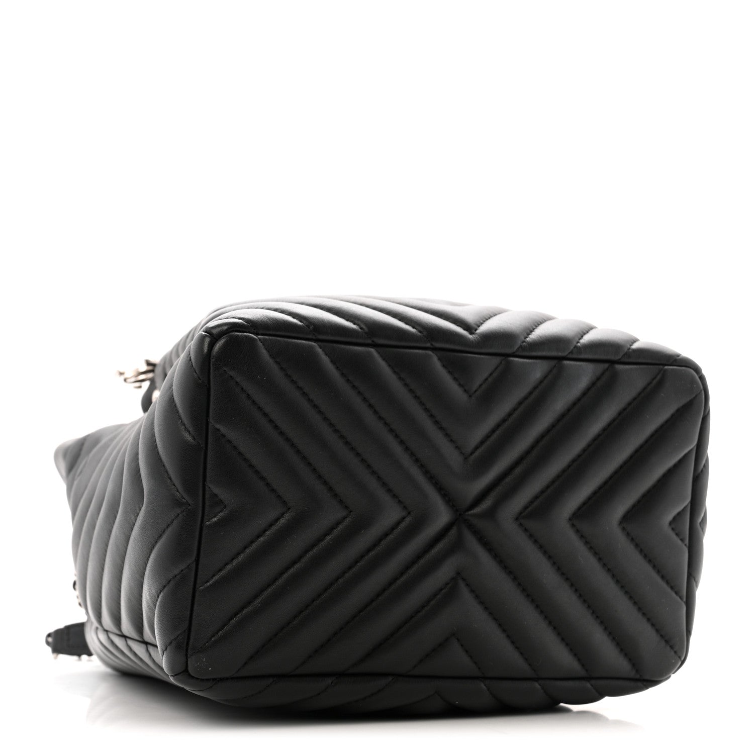 Lambskin Chevron Small Urban Spirit Drawstring Bag Black
