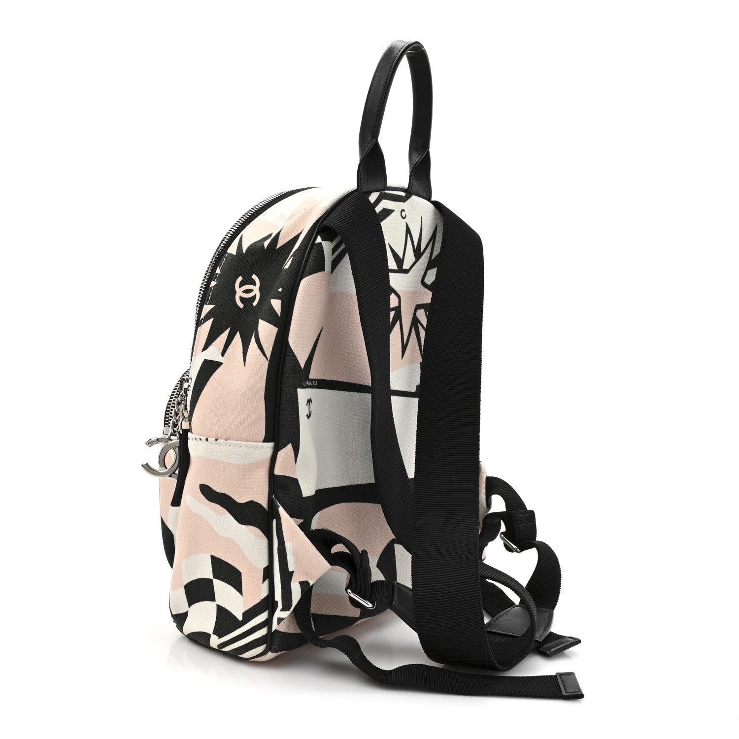 Canvas Cruise La Pausa Print Backpack Pink White Black