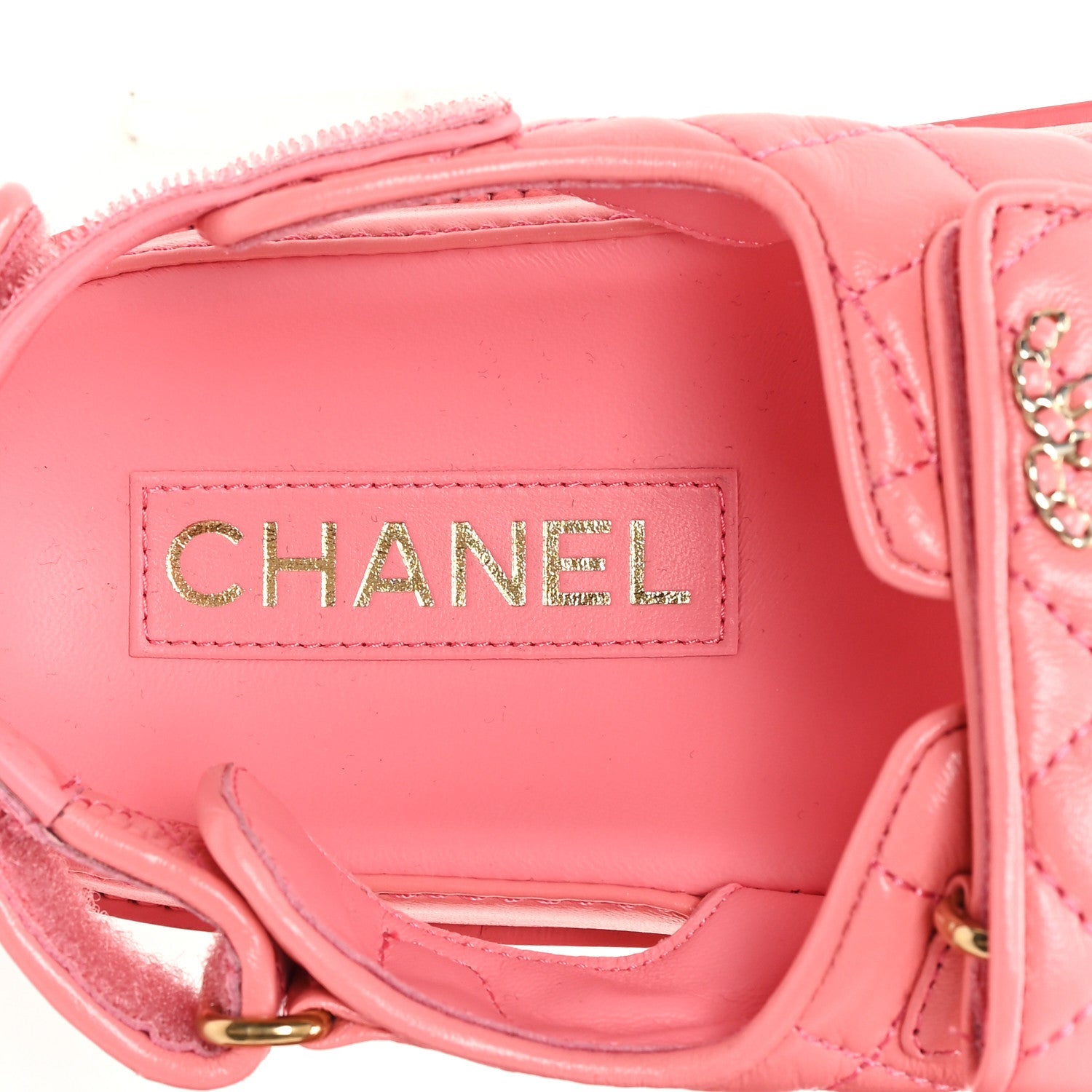 Lambskin Quilted Velcro Dad Chain CC Sandals 40 Pink