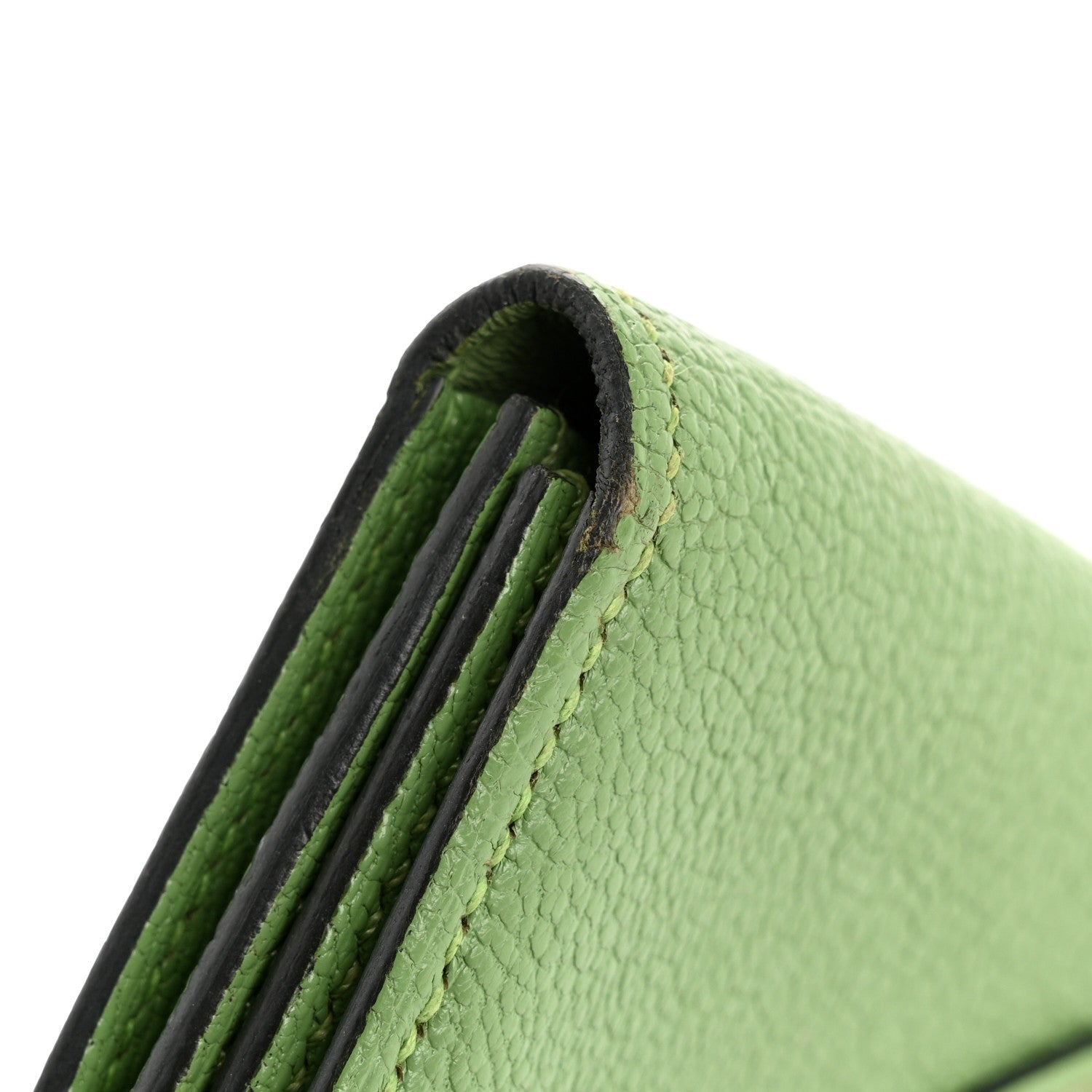 Chevre Mysore Bearn Card Holder Wallet Vert Criquet