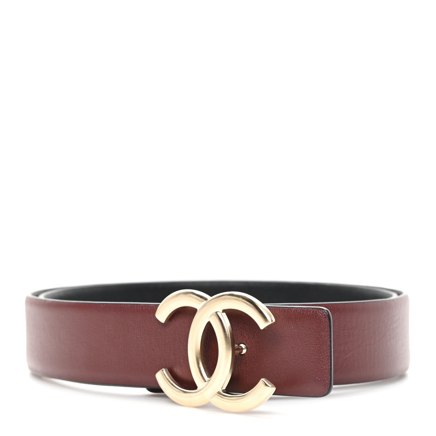 Calfskin CC Reversible Belt 85 34 Black Burgundy