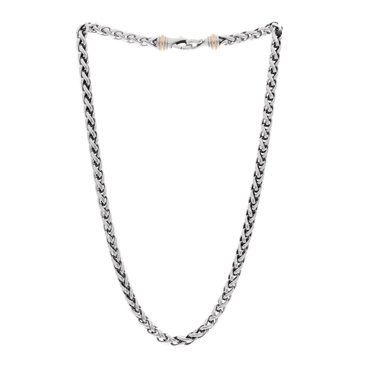 Sterling Silver 14K Yellow Gold 6mm Wheat Chain Necklace