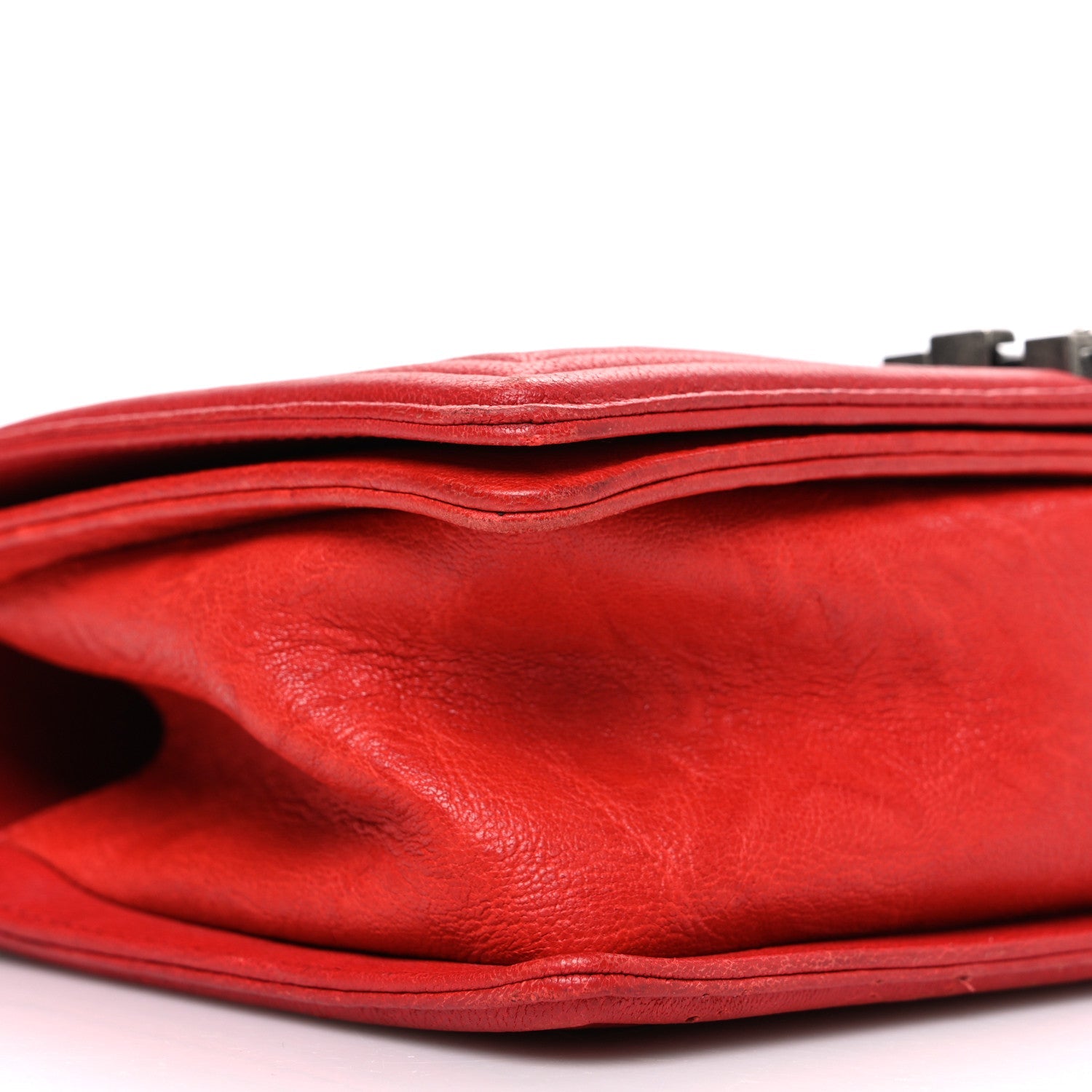 Crumpled Lambskin Small Studded Boy Flap Red