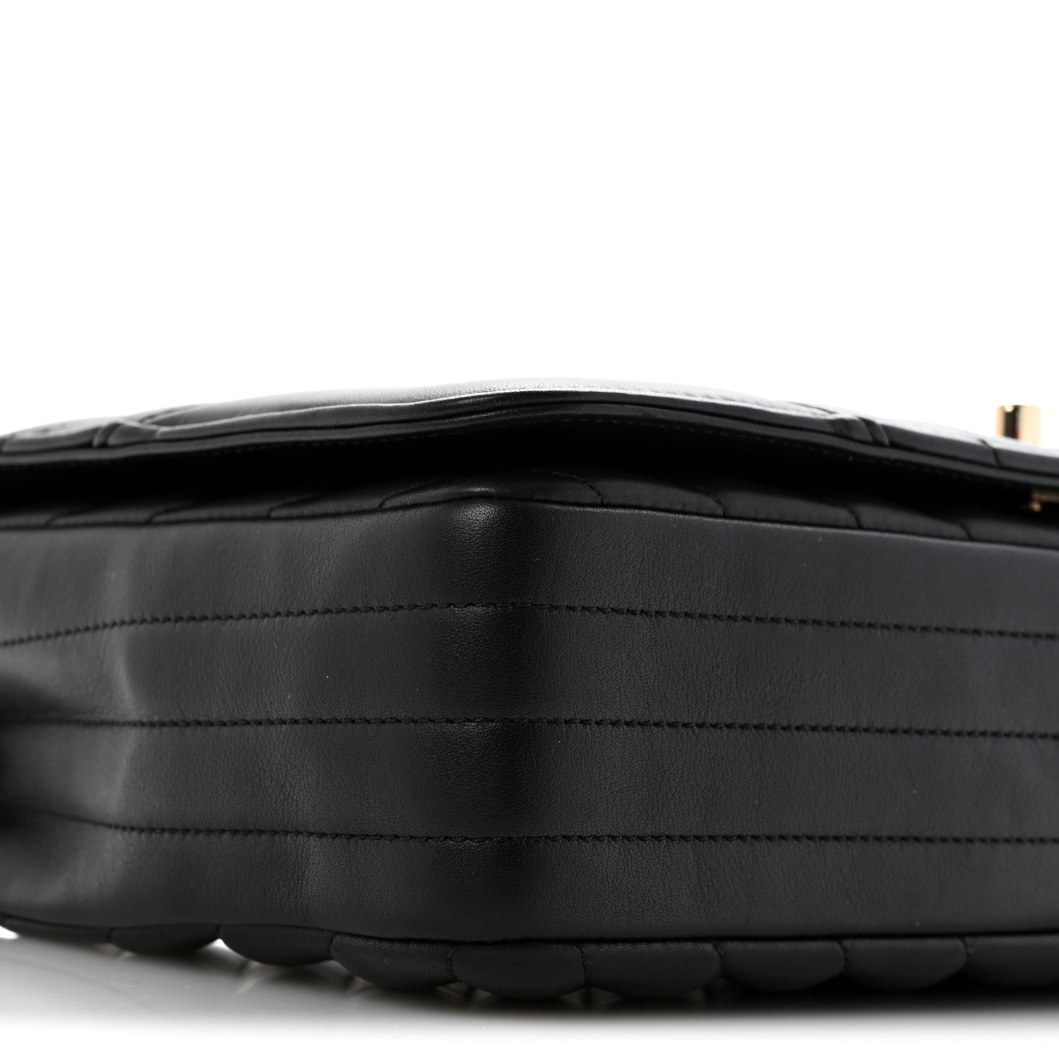 Calfskin Chevron Quilted Large Statement Flap Black