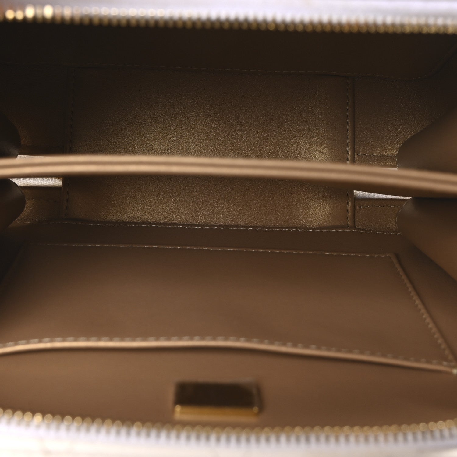 Lambskin Quilted Golden Plate Vanity Case White Gold
