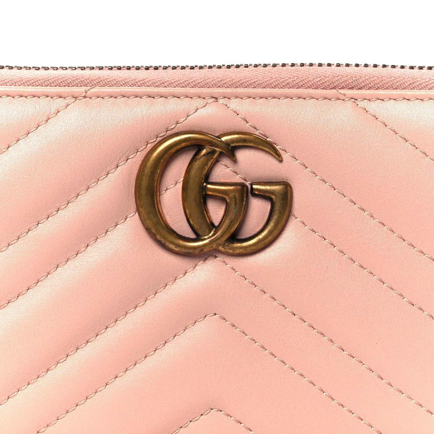 Calfskin Matelasse GG Marmont Zip Around Wallet Perfect Pink