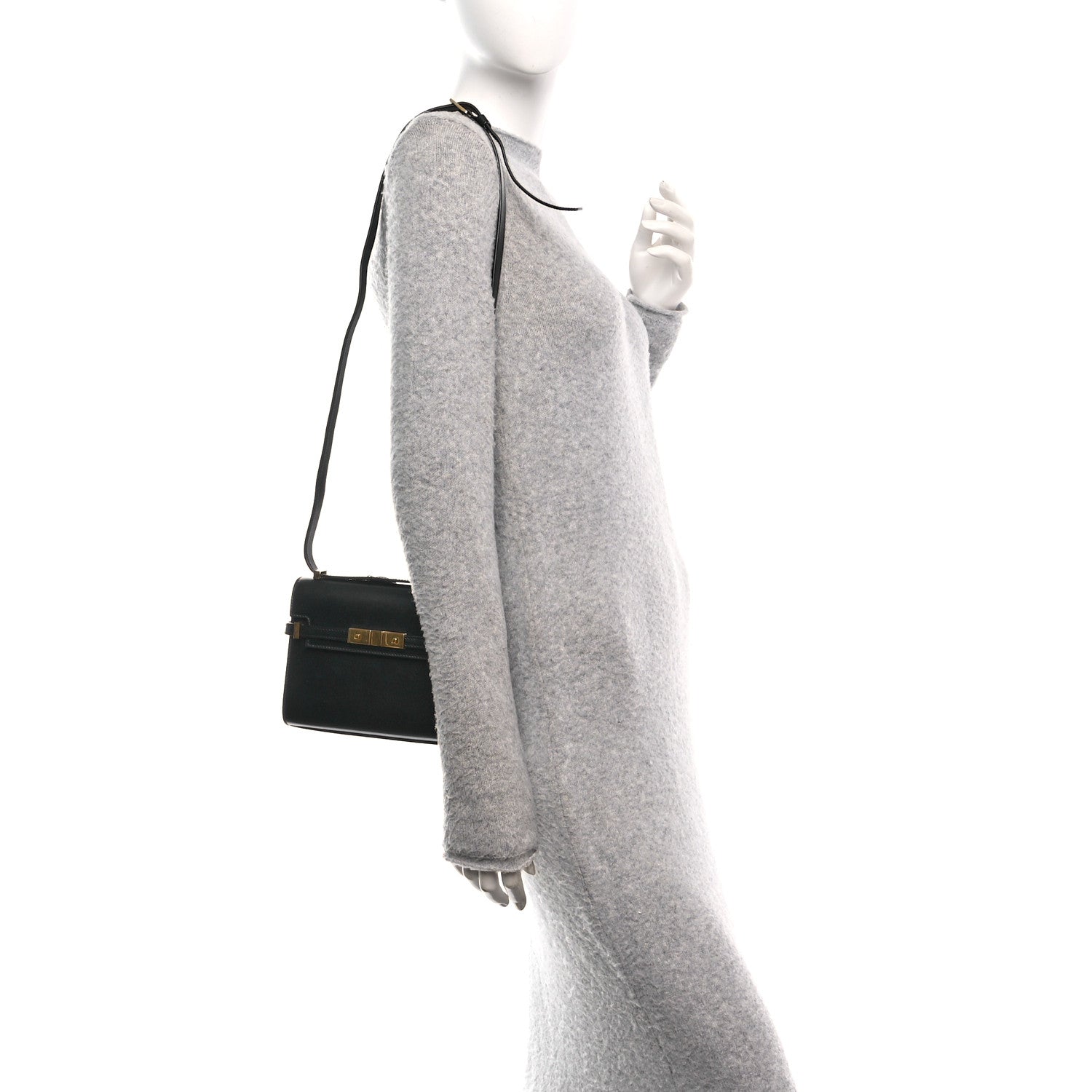 Smooth Calfskin Mini Manhattan Shoulder Bag Black