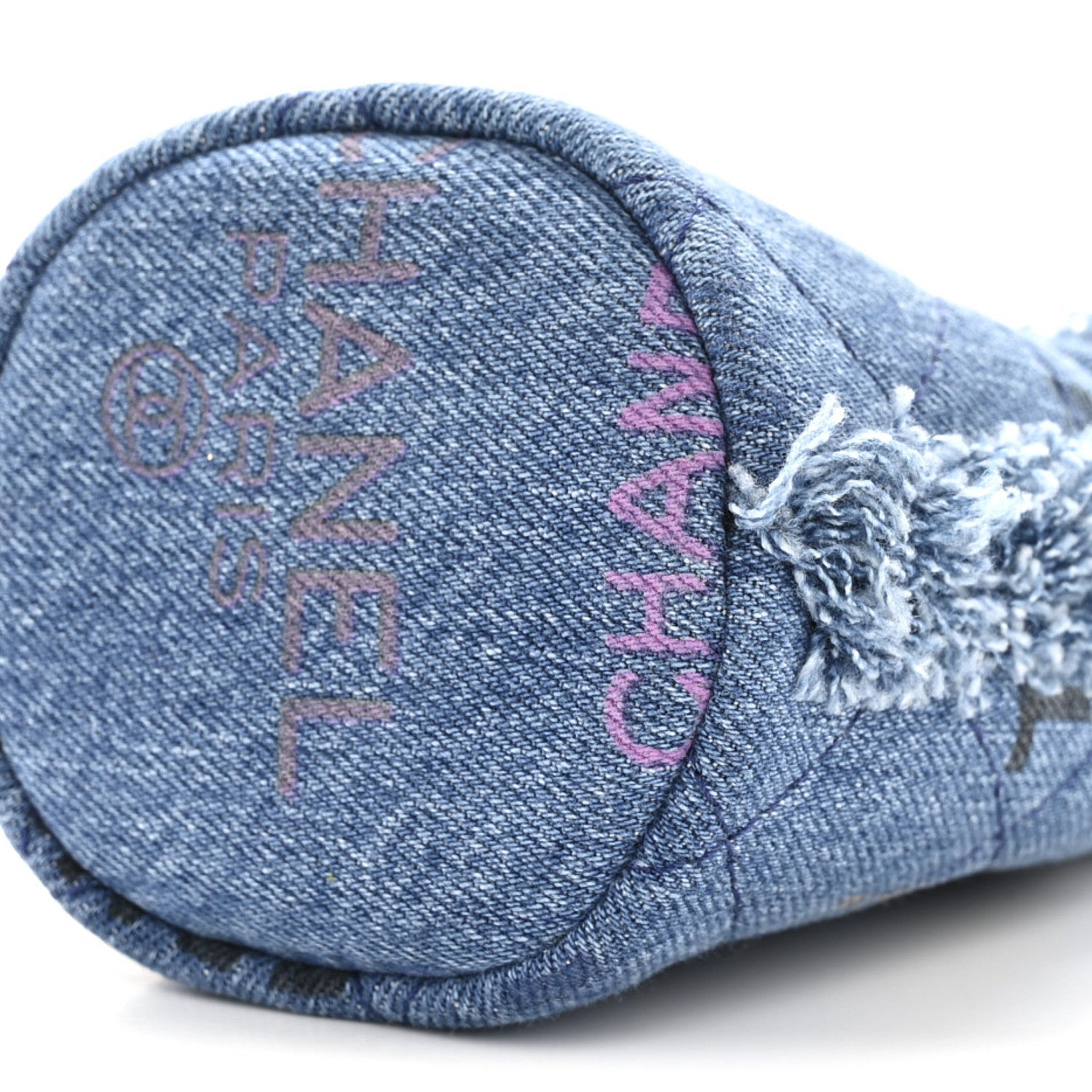 Denim Quilted Mood Mini Bucket With Chain Blue Multicolor
