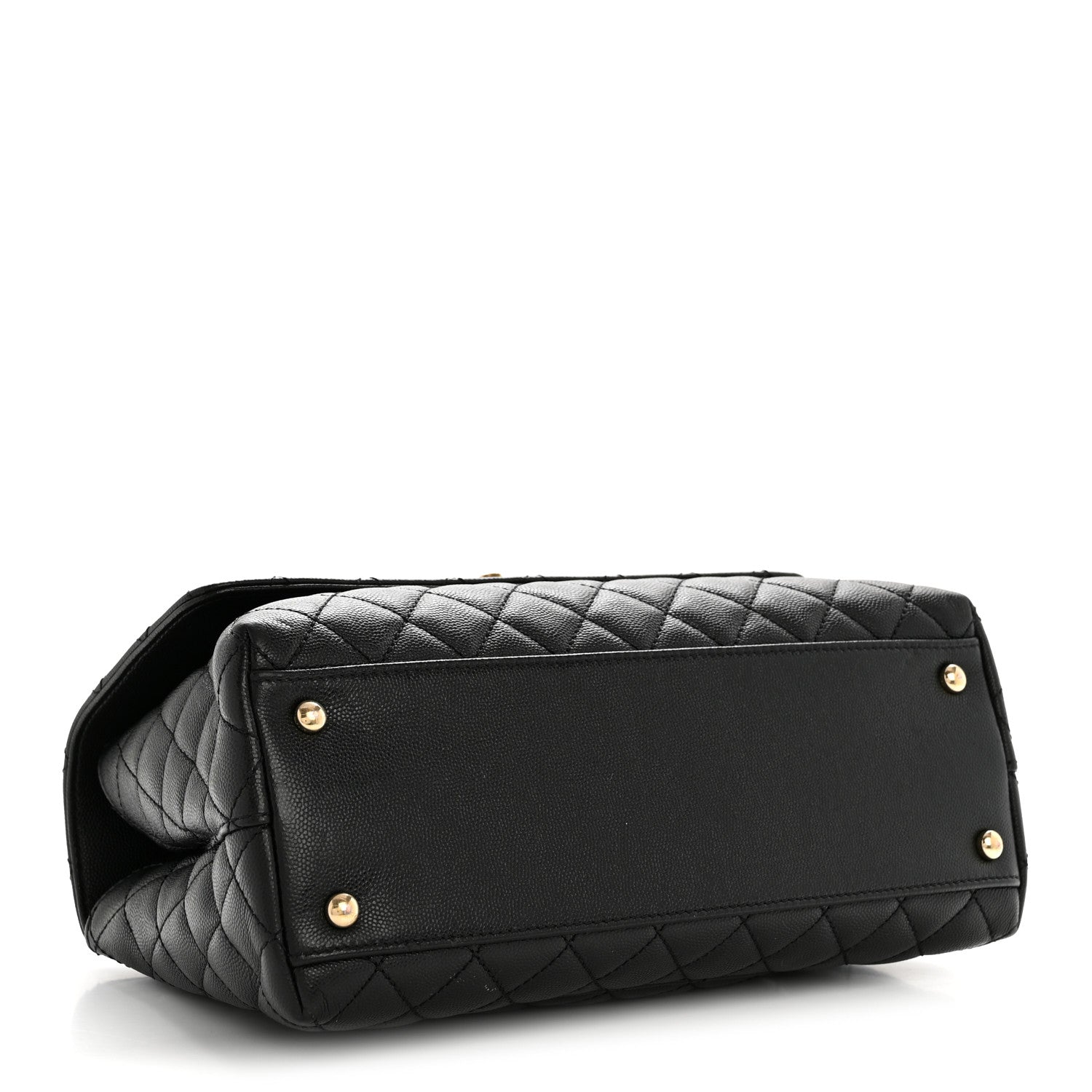 Caviar Quilted Small Coco Handle Flap Black