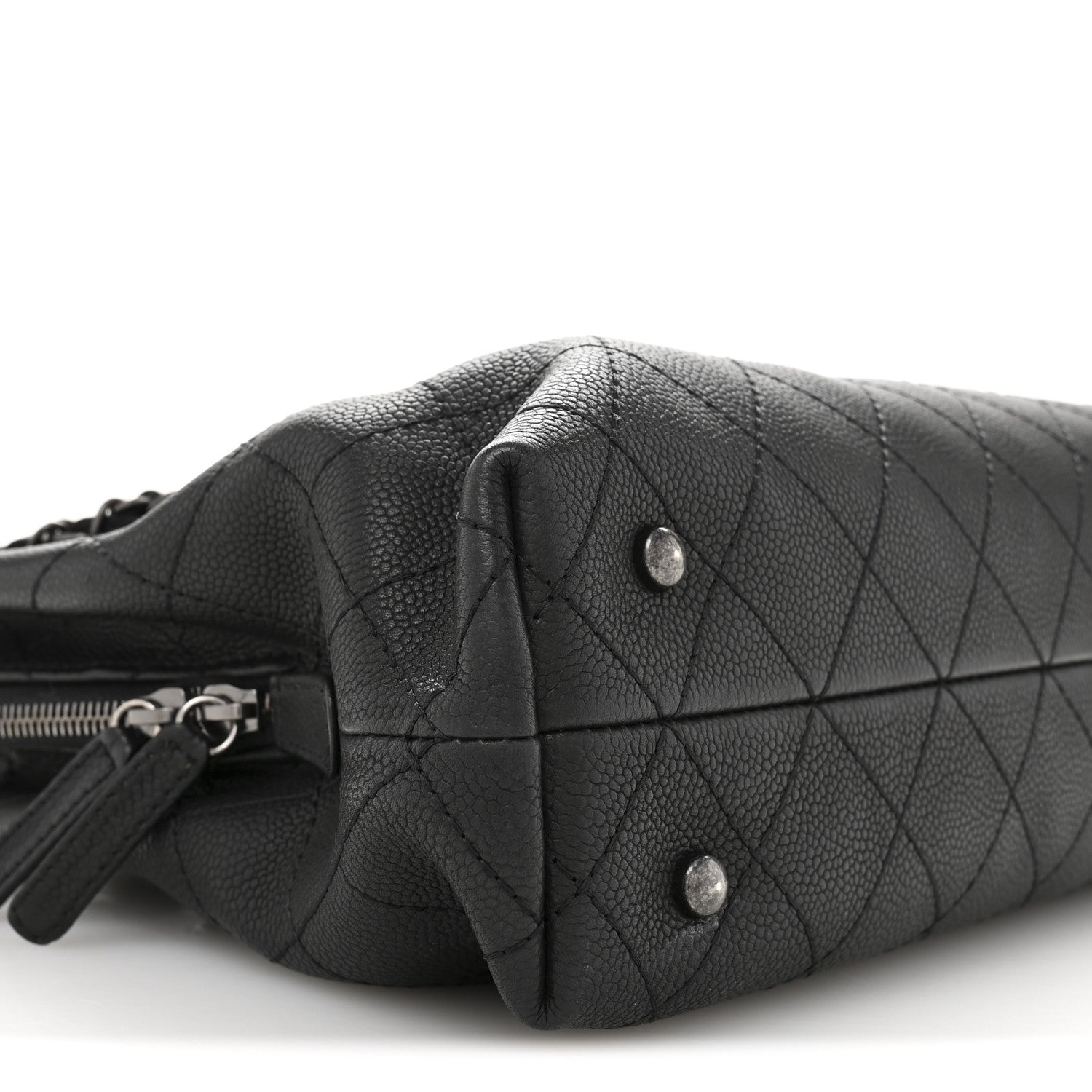 Grained Vegetal Calfskin Small Urban Shopping Tote Black