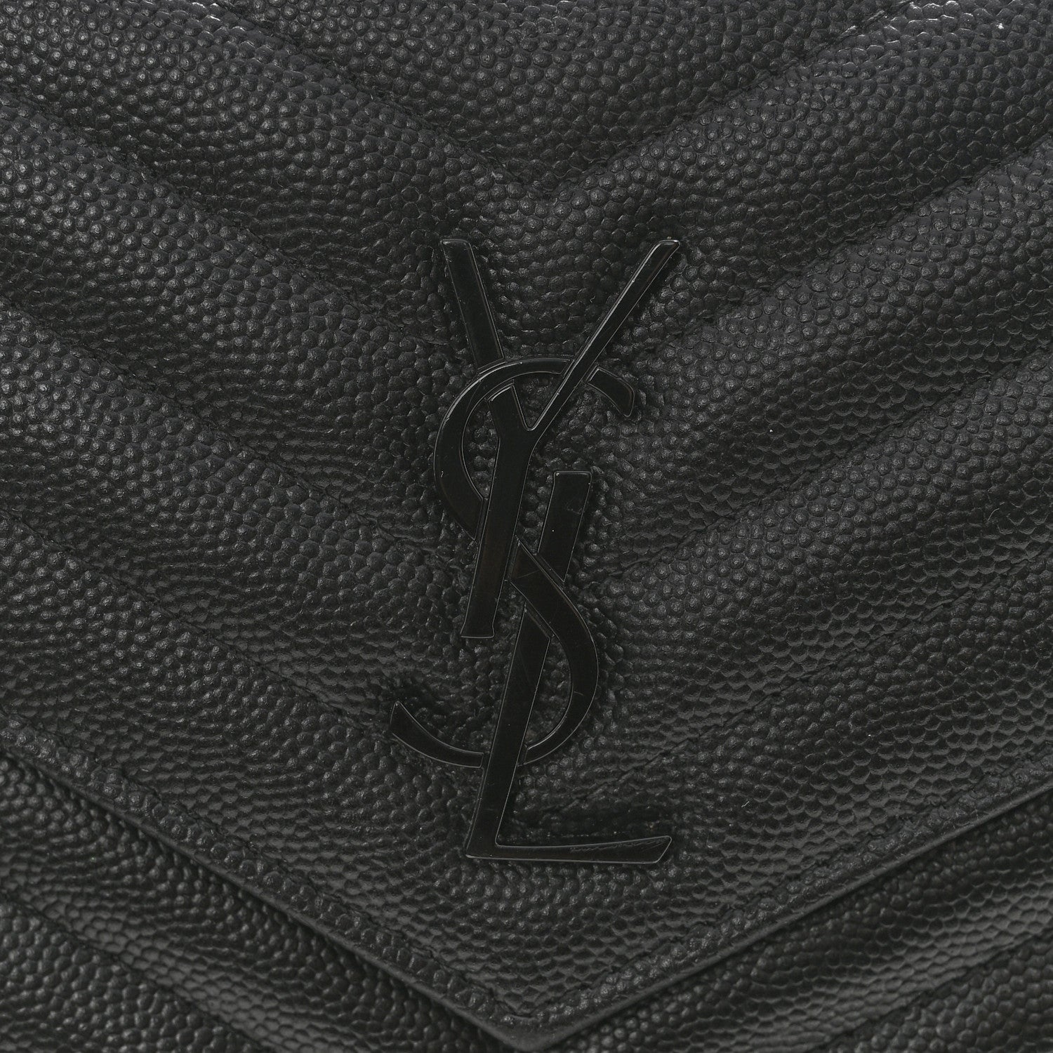 Grain De Poudre Matelasse Chevron Monogram Monochrome Envelope Chain Wallet Black