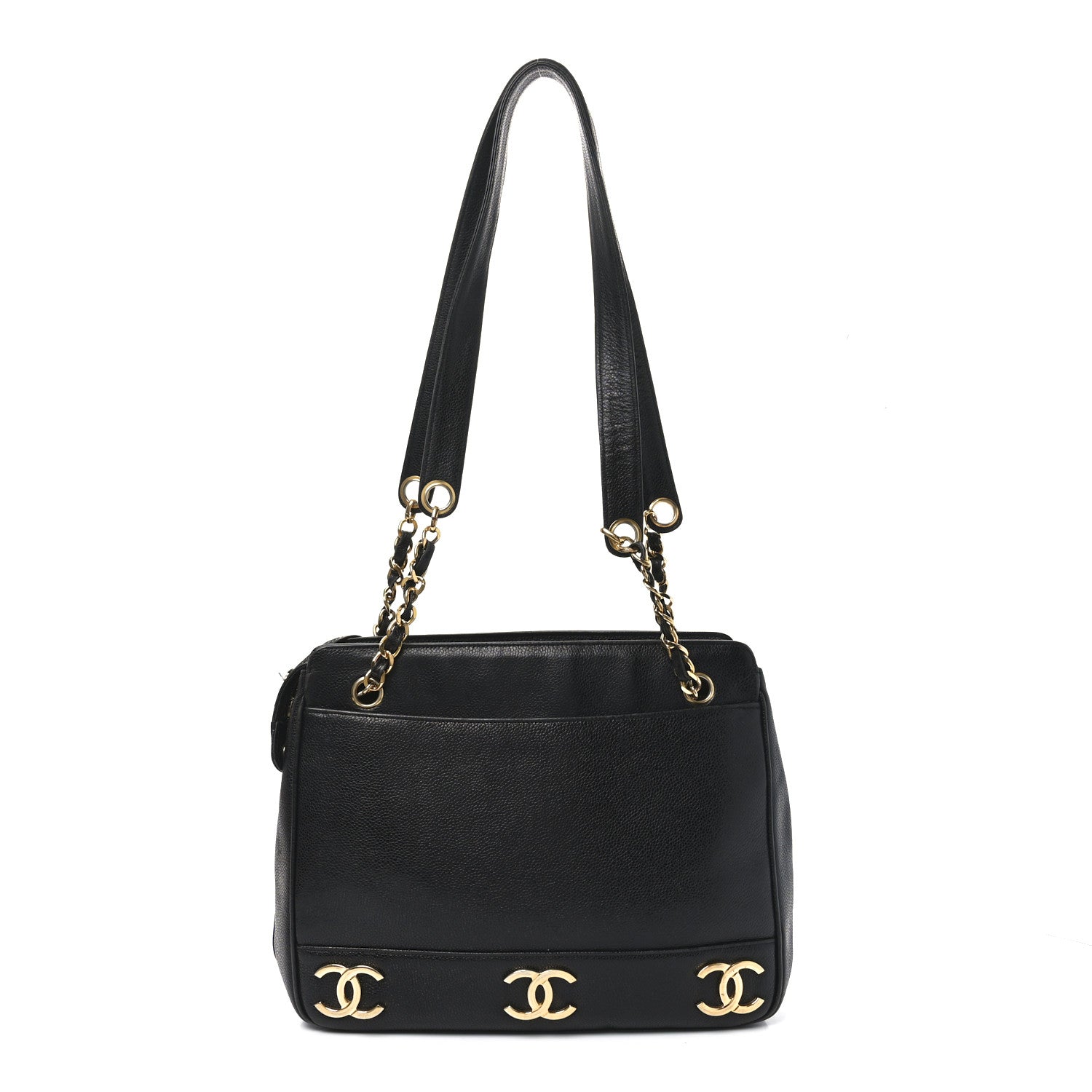 Caviar Triple CC Shoulder Bag Black