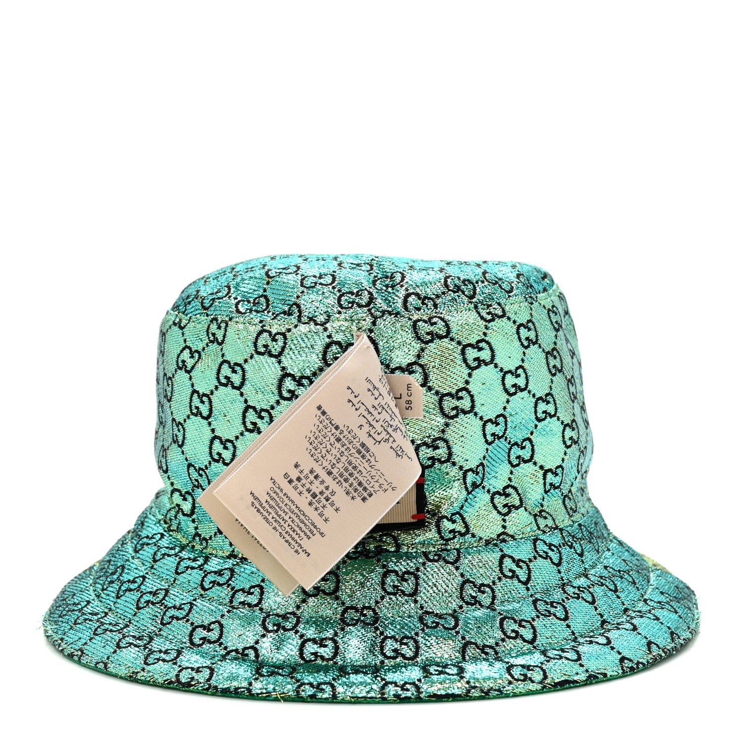 Canvas Lame GG Monogram Reversible Bucket Hat L Green