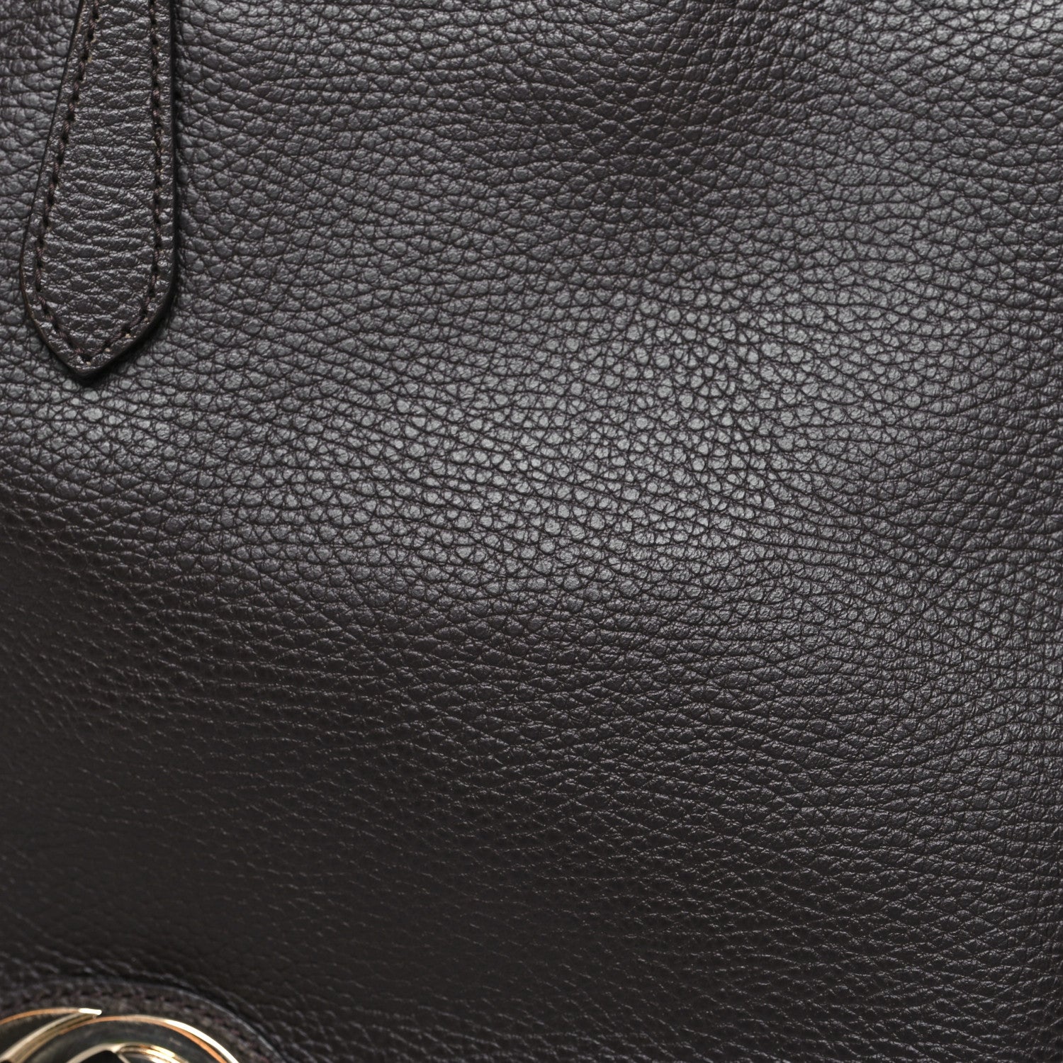 Dollar Calfskin Interlocking G Tote Dark Brown