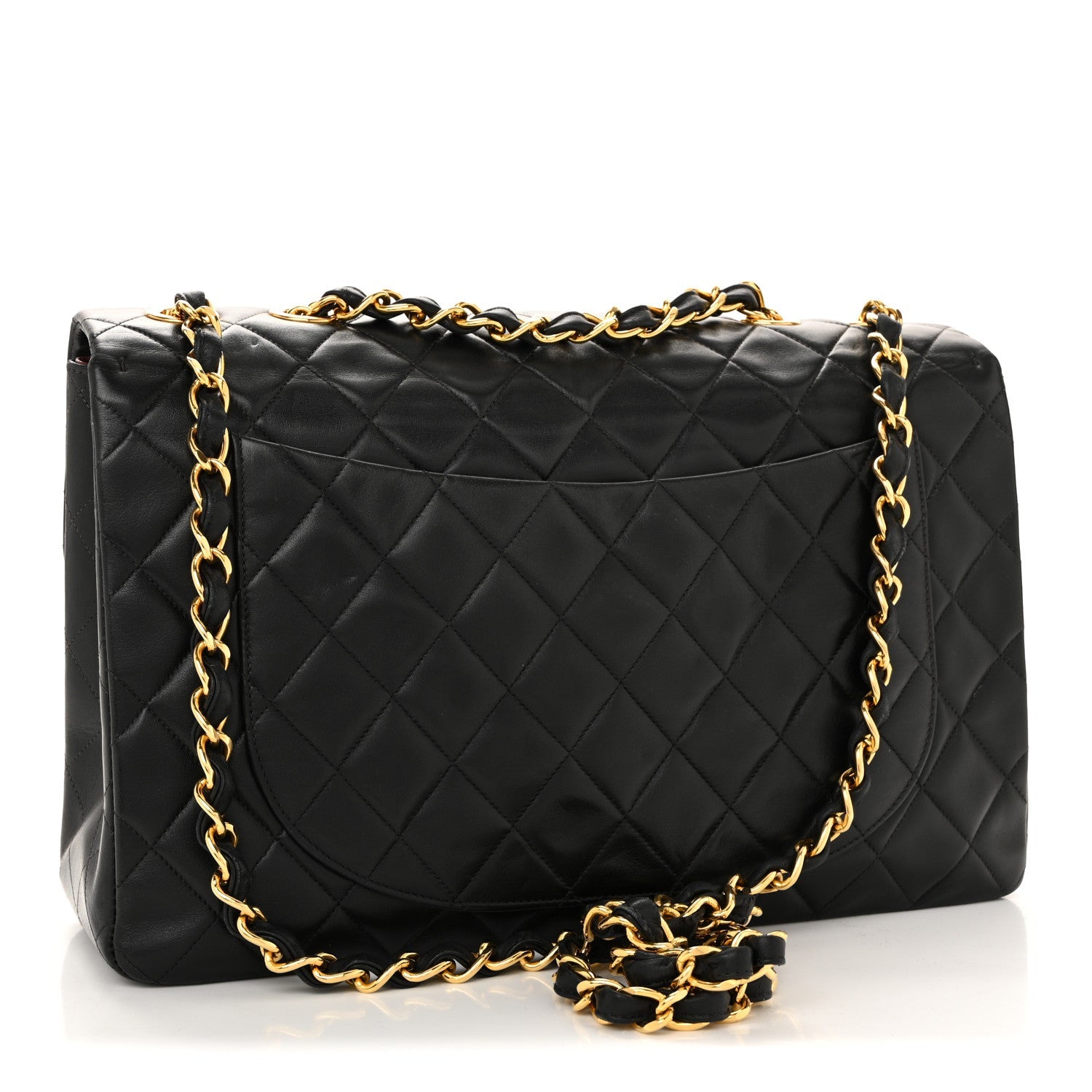 Lambskin Quilted XL Jumbo Single Flap Black