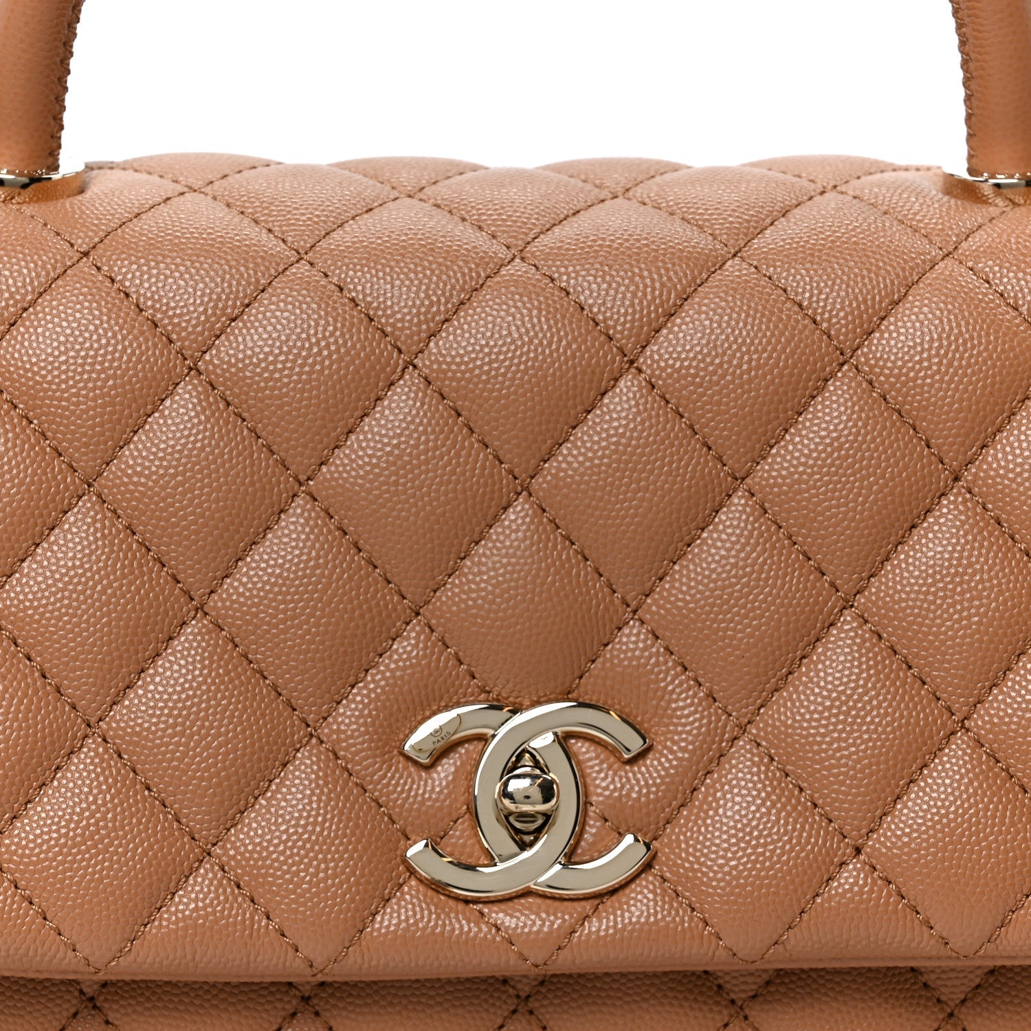 Caviar Quilted Small Coco Handle Flap Brown