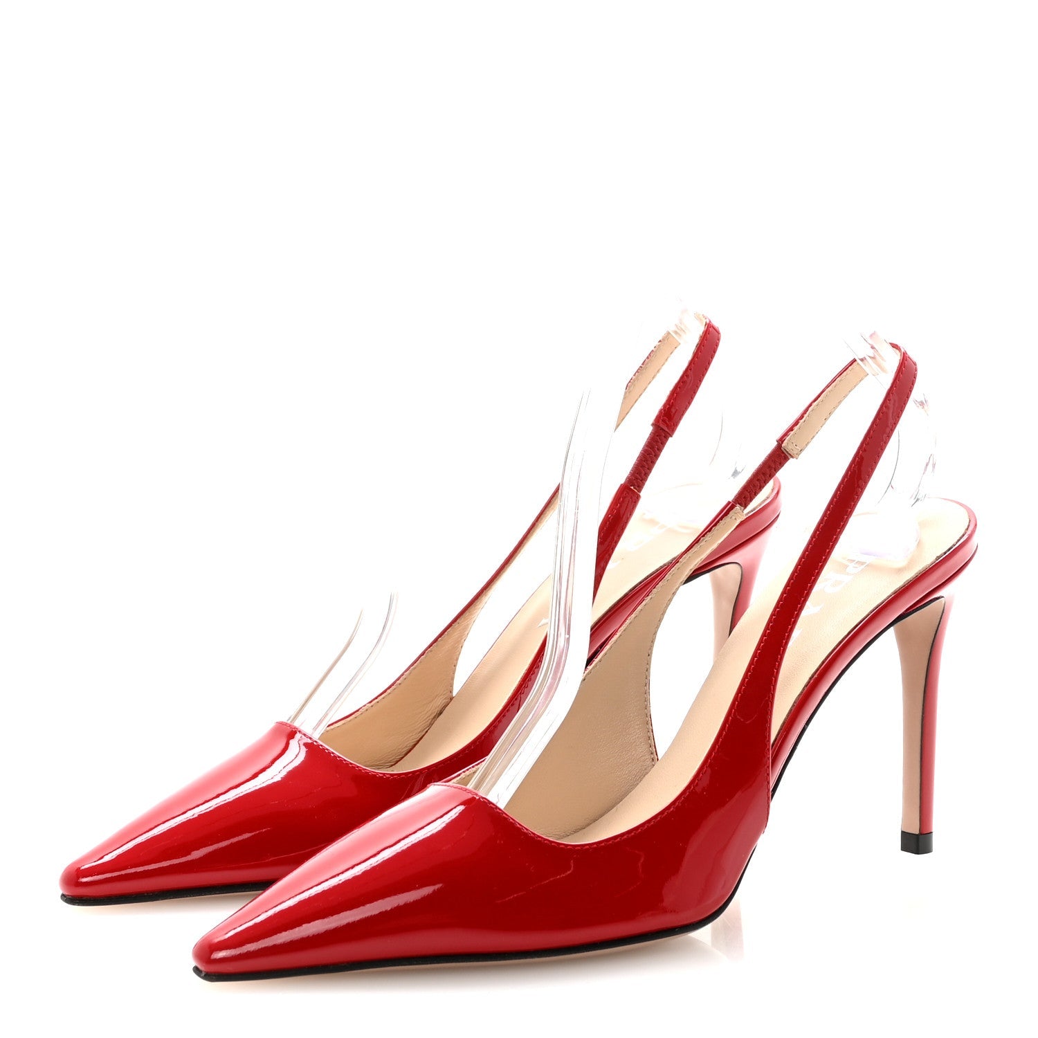 Patent Logo Slingback Pumps 35.5 Red