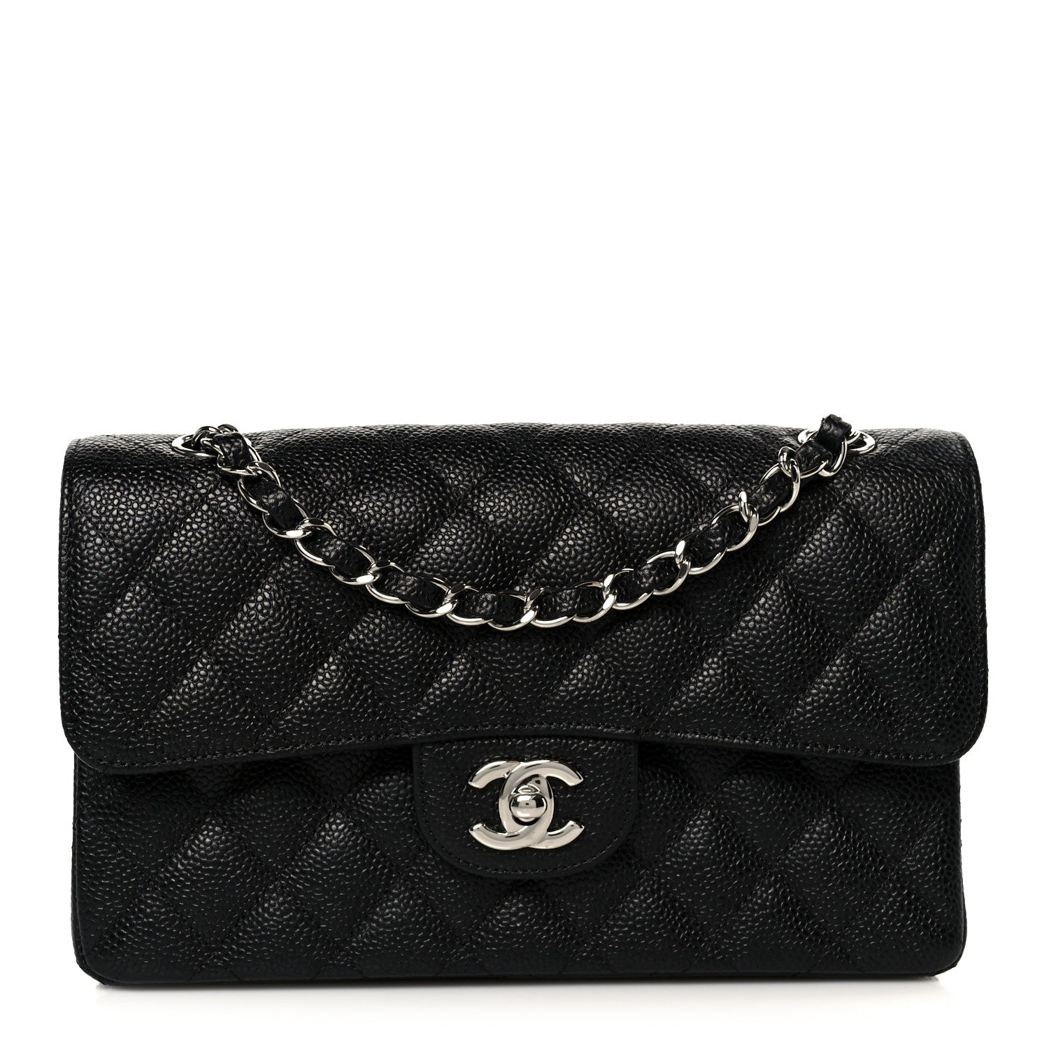 Caviar Quilted Small Double Flap Black