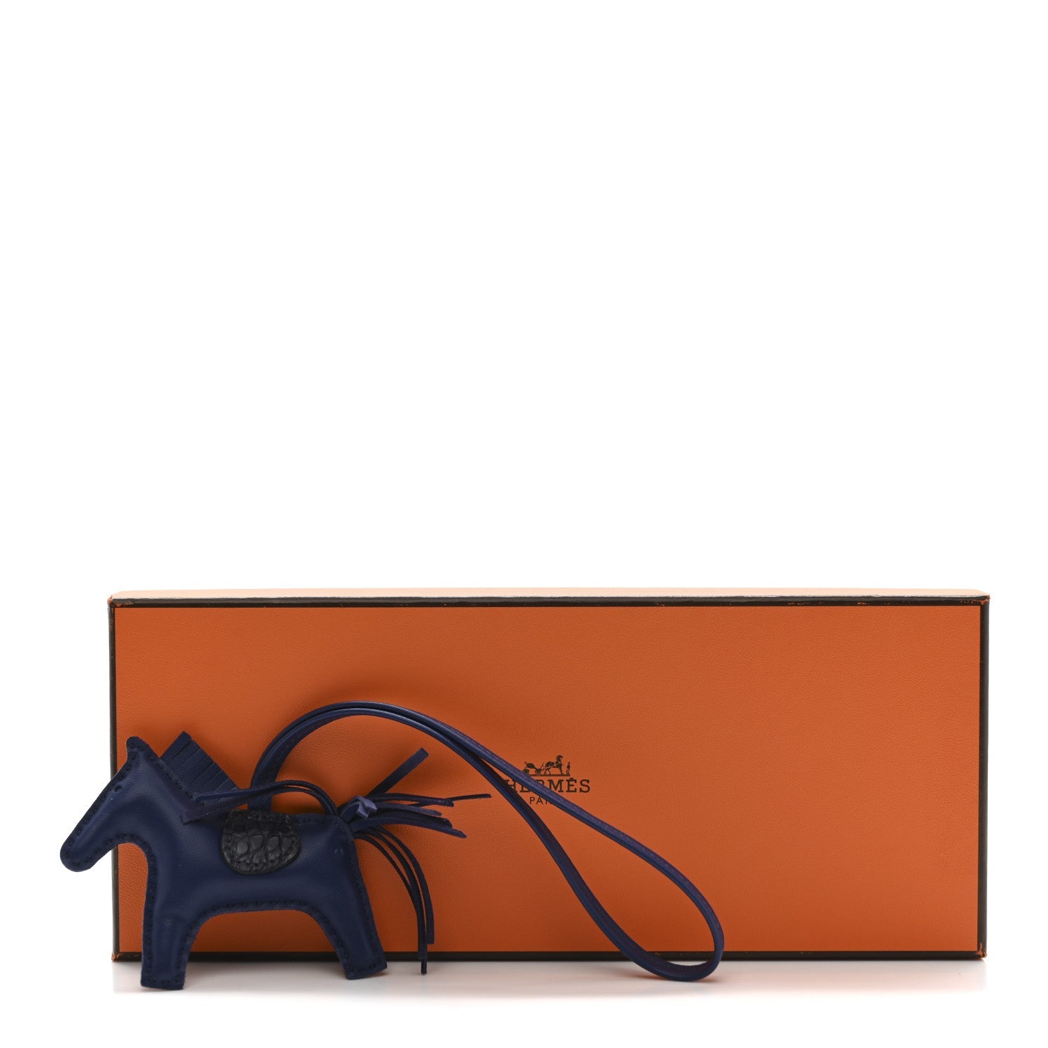Milo Lambskin Matte Alligator Touch Grigri Rodeo Horse Bag Charm PM Bleu Saphir Marine