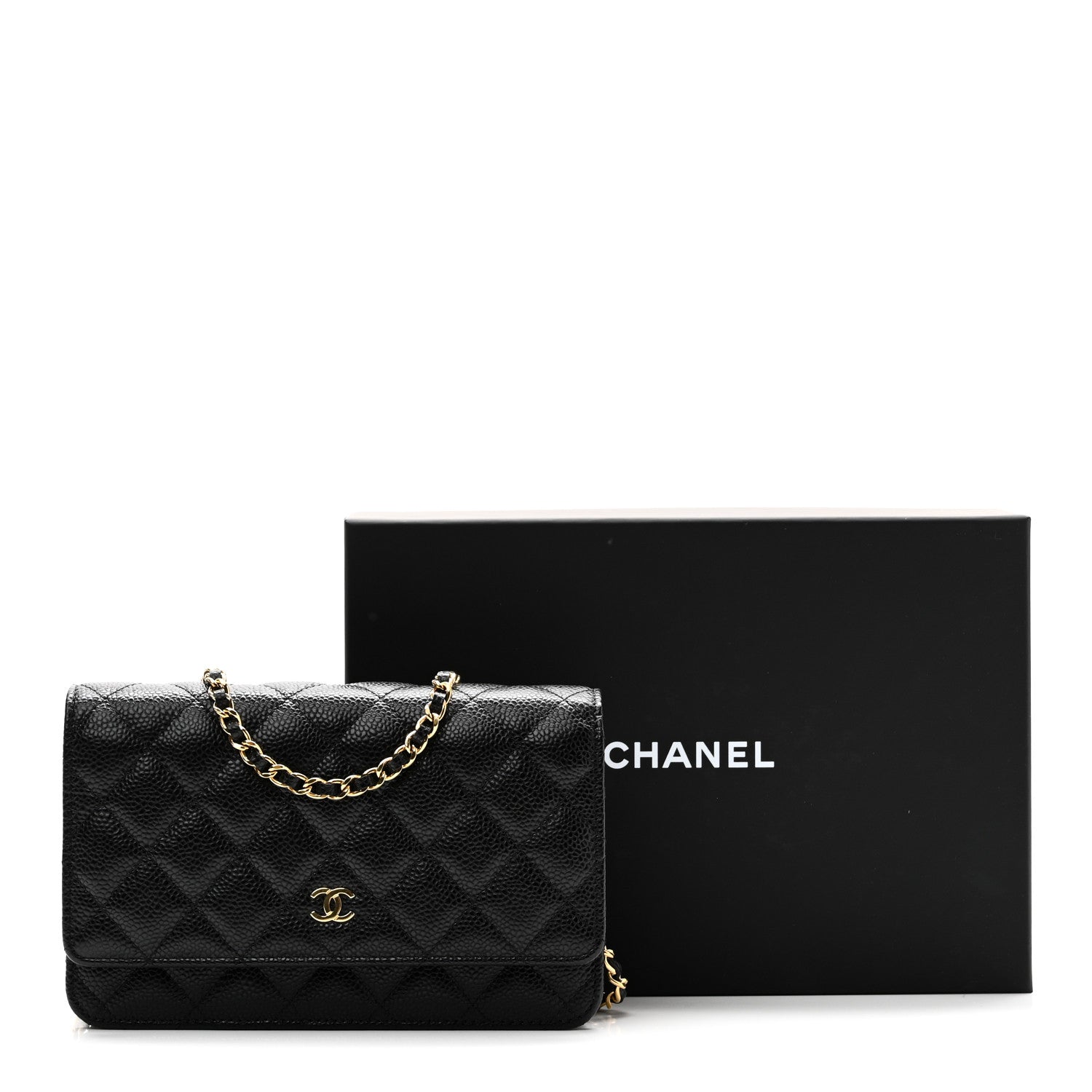 Caviar Quilted Wallet On Chain WOC Black
