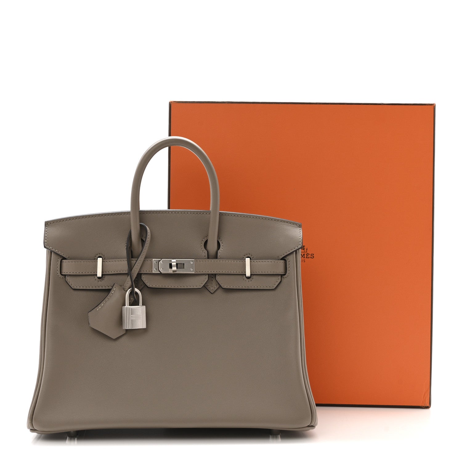 Swift Horseshoe Birkin 25 Gris Asphalte Gris Perle