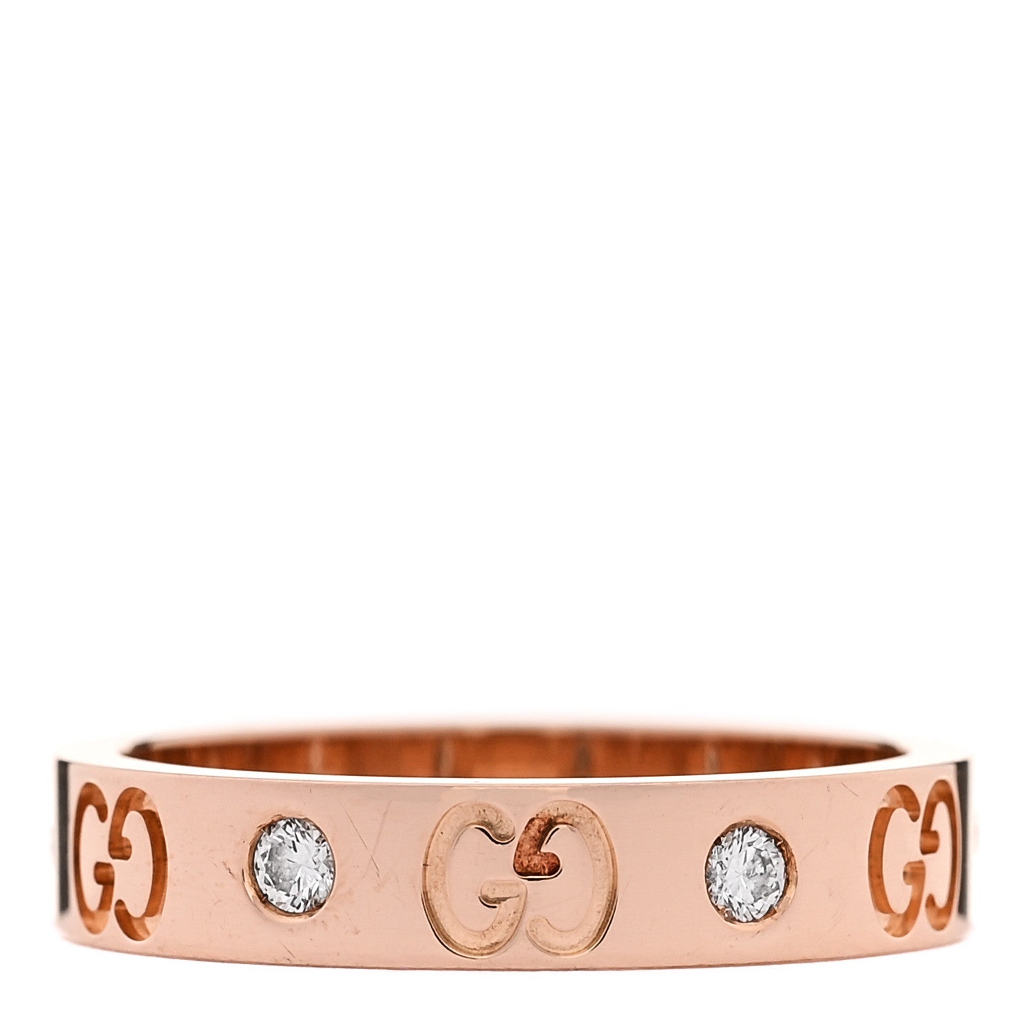 18K Rose Gold Diamond Icon Band Ring 54 6.75