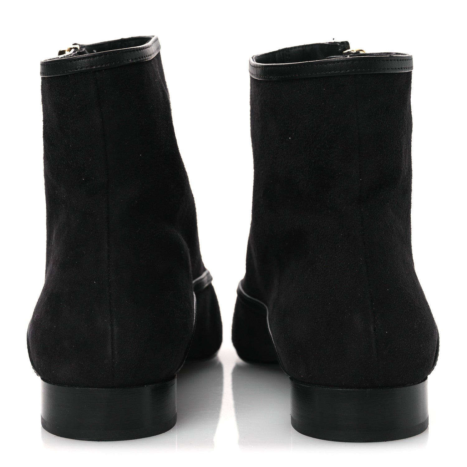 Suede Lambskin Patent Calfskin CC Cap Toe Ankle Boots 40 Black