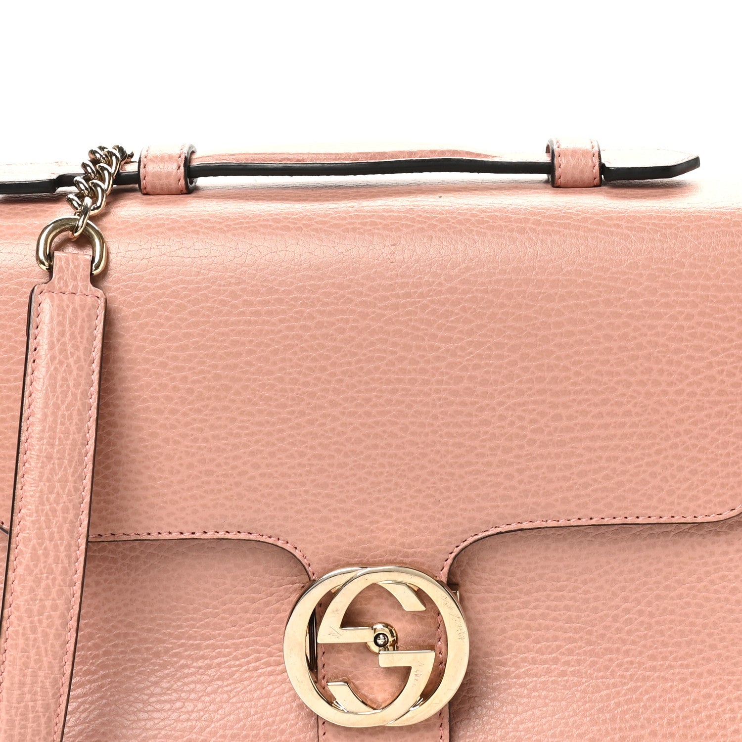 Dollar Calfskin Interlocking G Top Handle Shoulder Bag Soft Pink