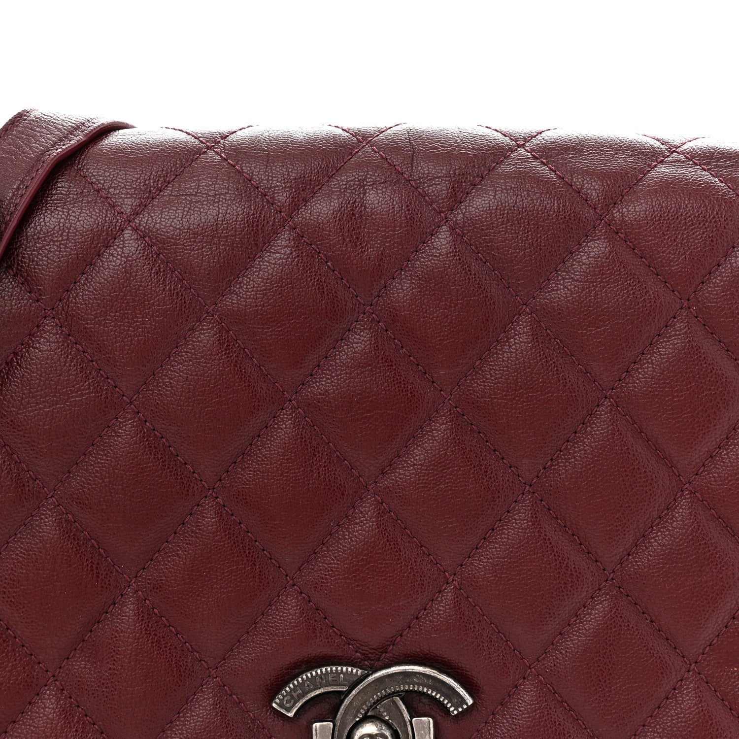 Goatskin Quilted Large City Rock Flap Burgundy