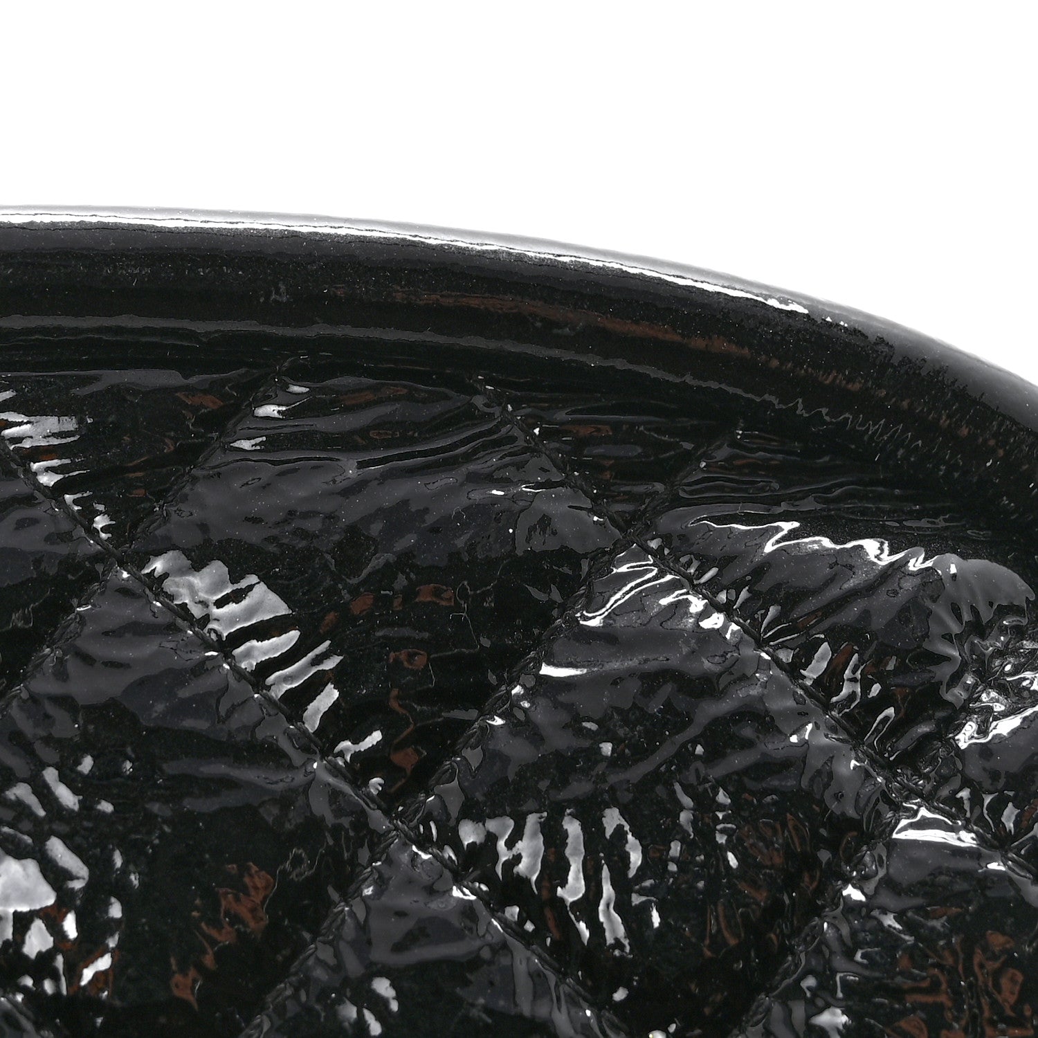 Distressed Patent Quilted Timeless Clutch Black