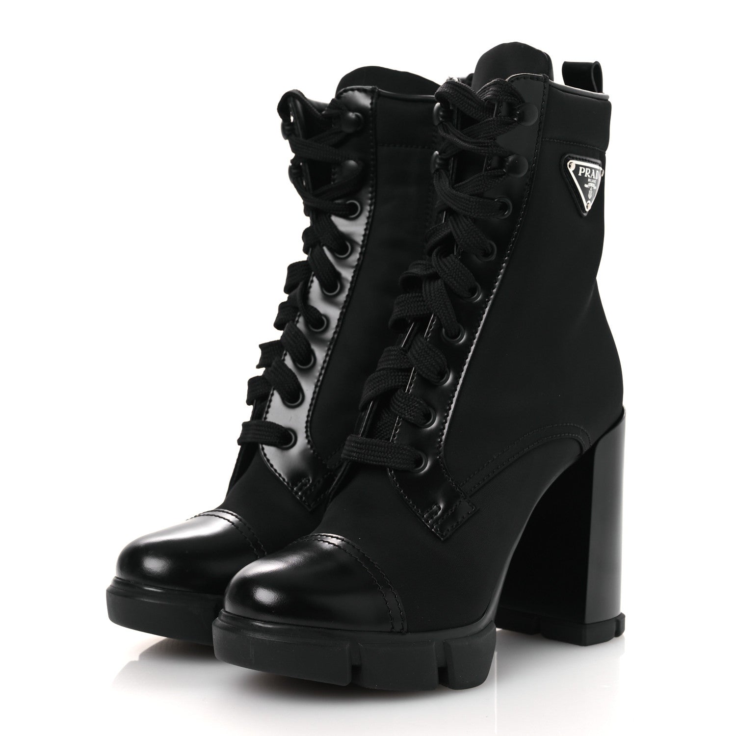 Spazzolato Re-Nylon Metal Triangle Logo 110mm Ankle Boots 36.5 Black