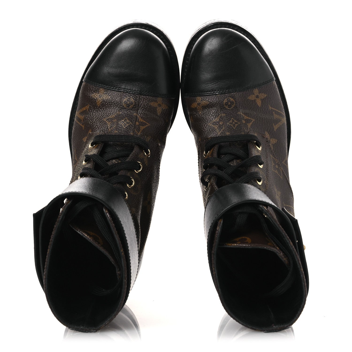 Calfskin Monogram Wonderland Flat Ranger Boots 36.5 Black