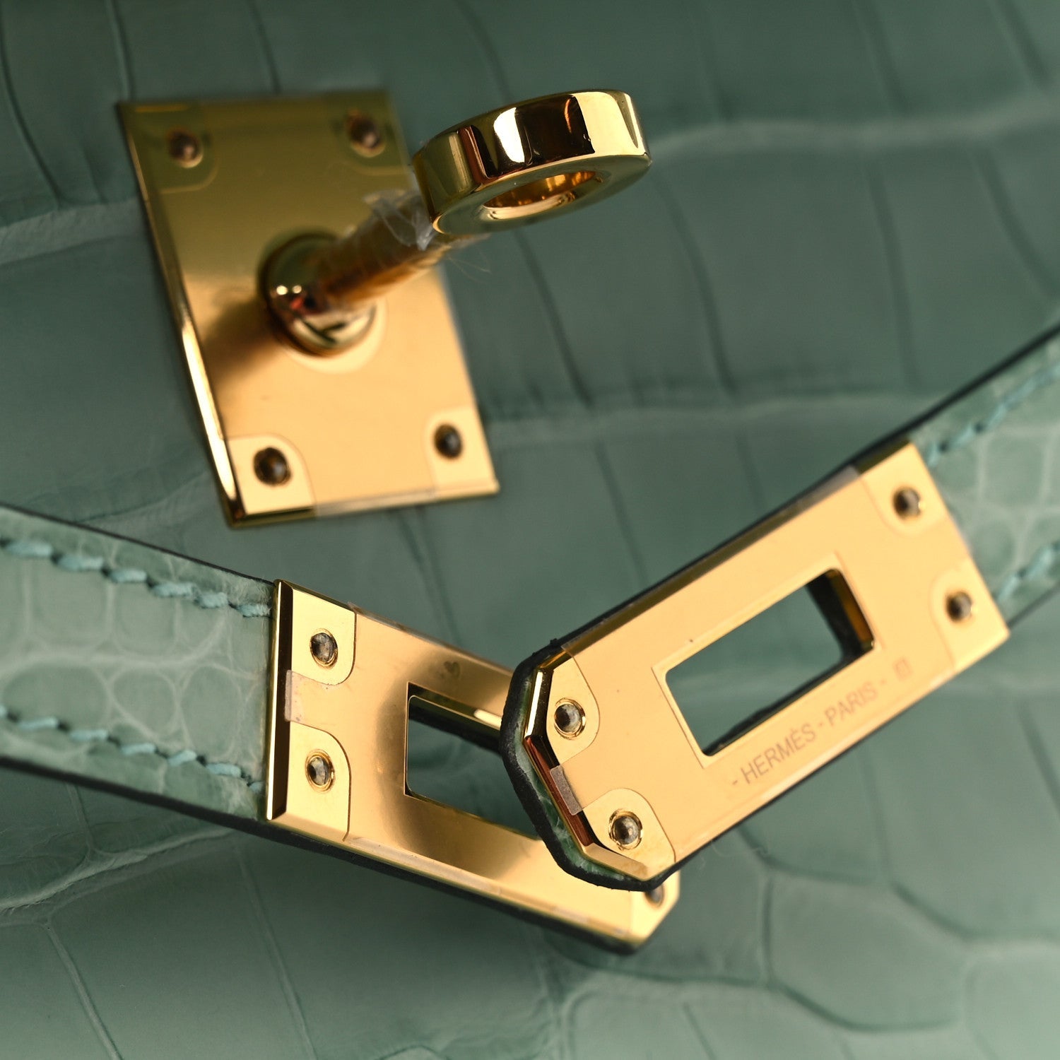 Matte Alligator Kelly Pochette Vert D'eau