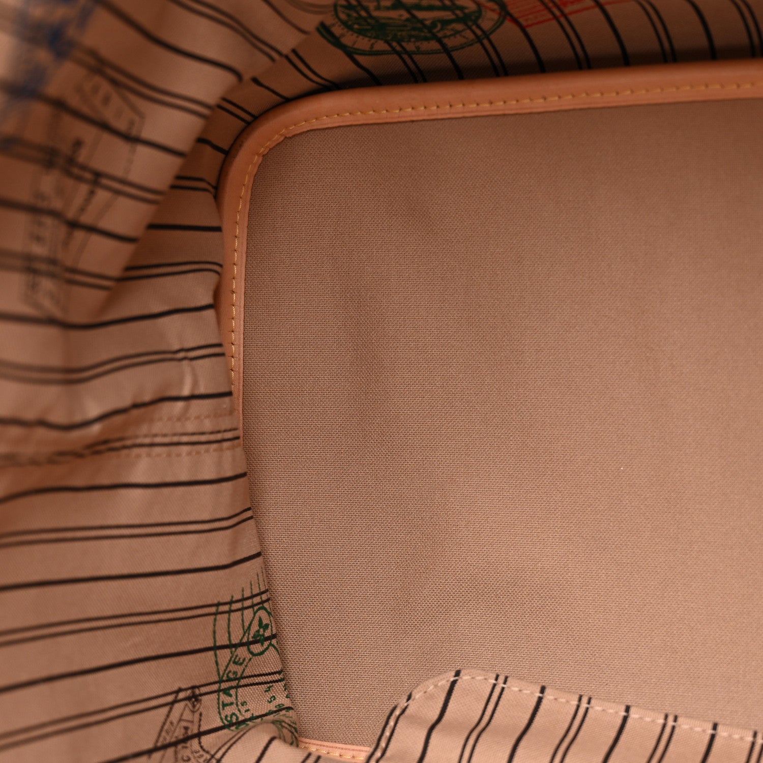 Monogram Stamped Inside Out Neverfull Bandouliere GM Beige