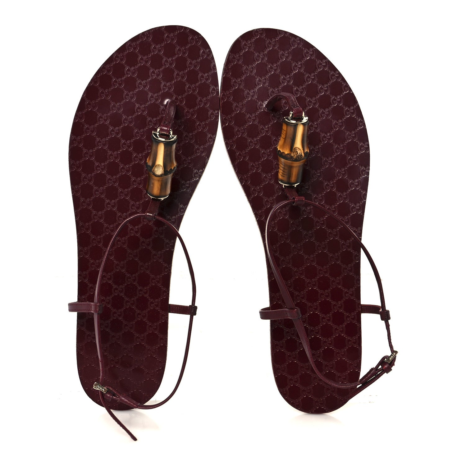Calfskin Guccissima Bamboo Womens Susanna Sandals 39 Rosso Ancora
