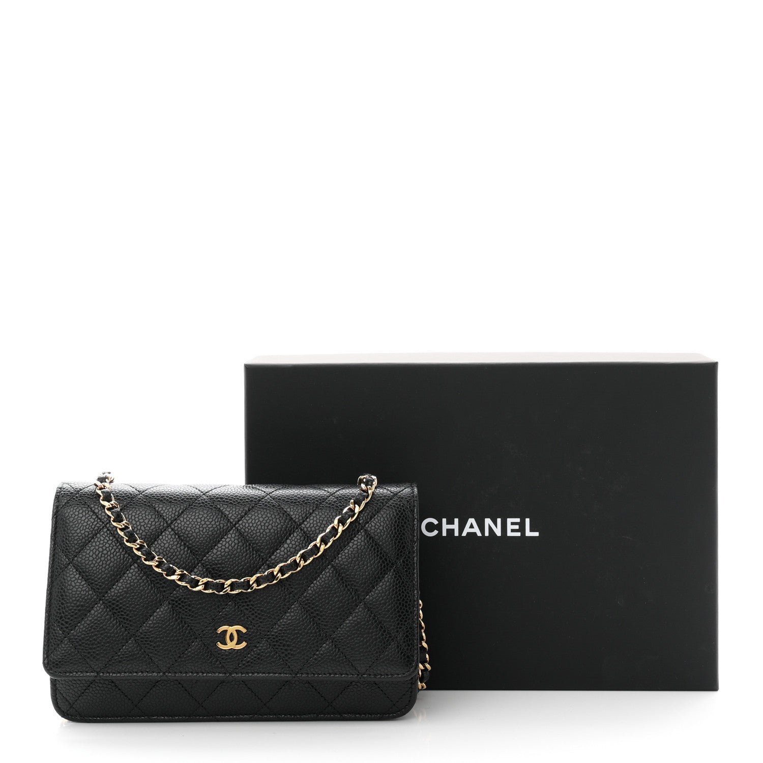 Caviar Quilted Wallet On Chain WOC Black