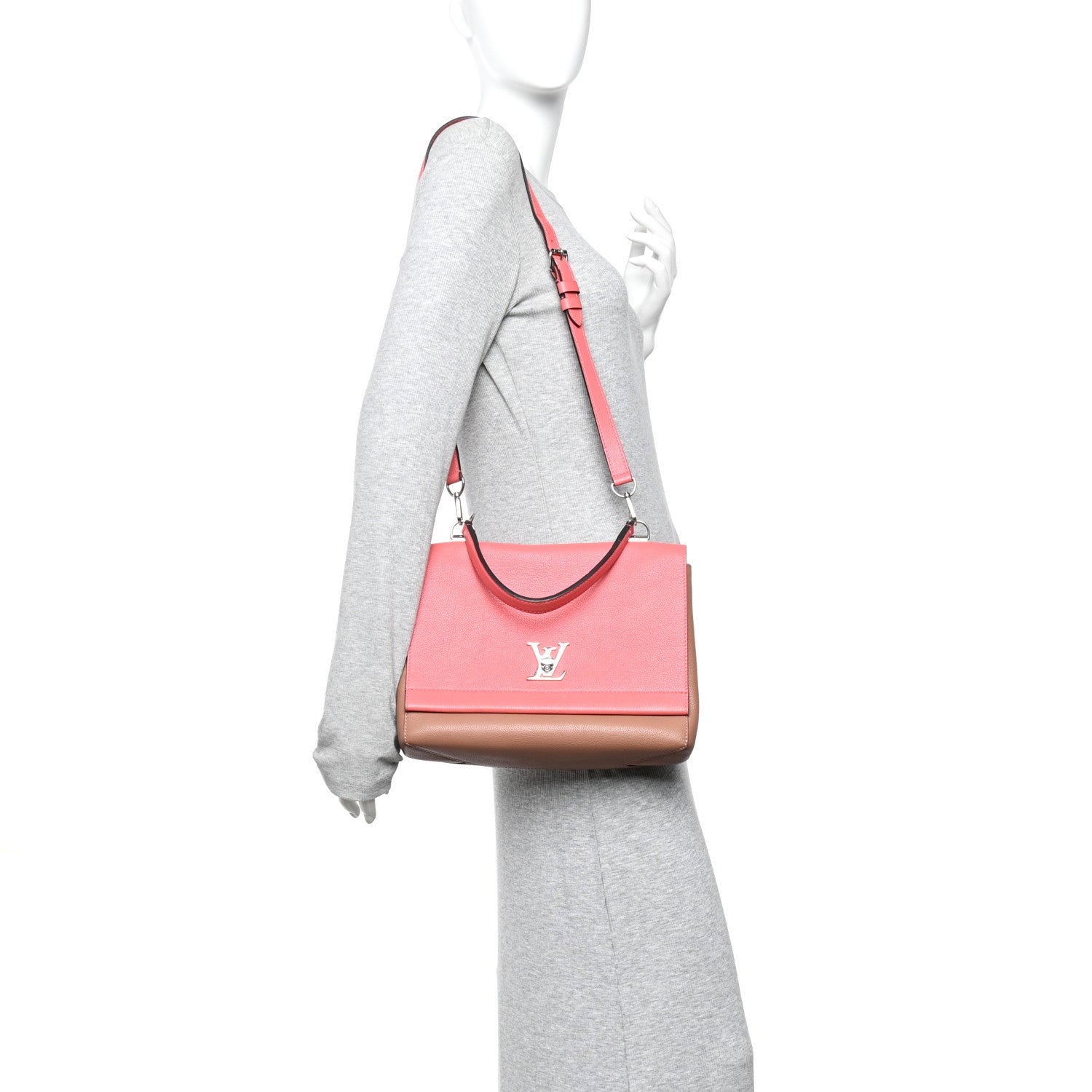 Soft Calfskin Lockme II Top Handle  Rose Bruyere
